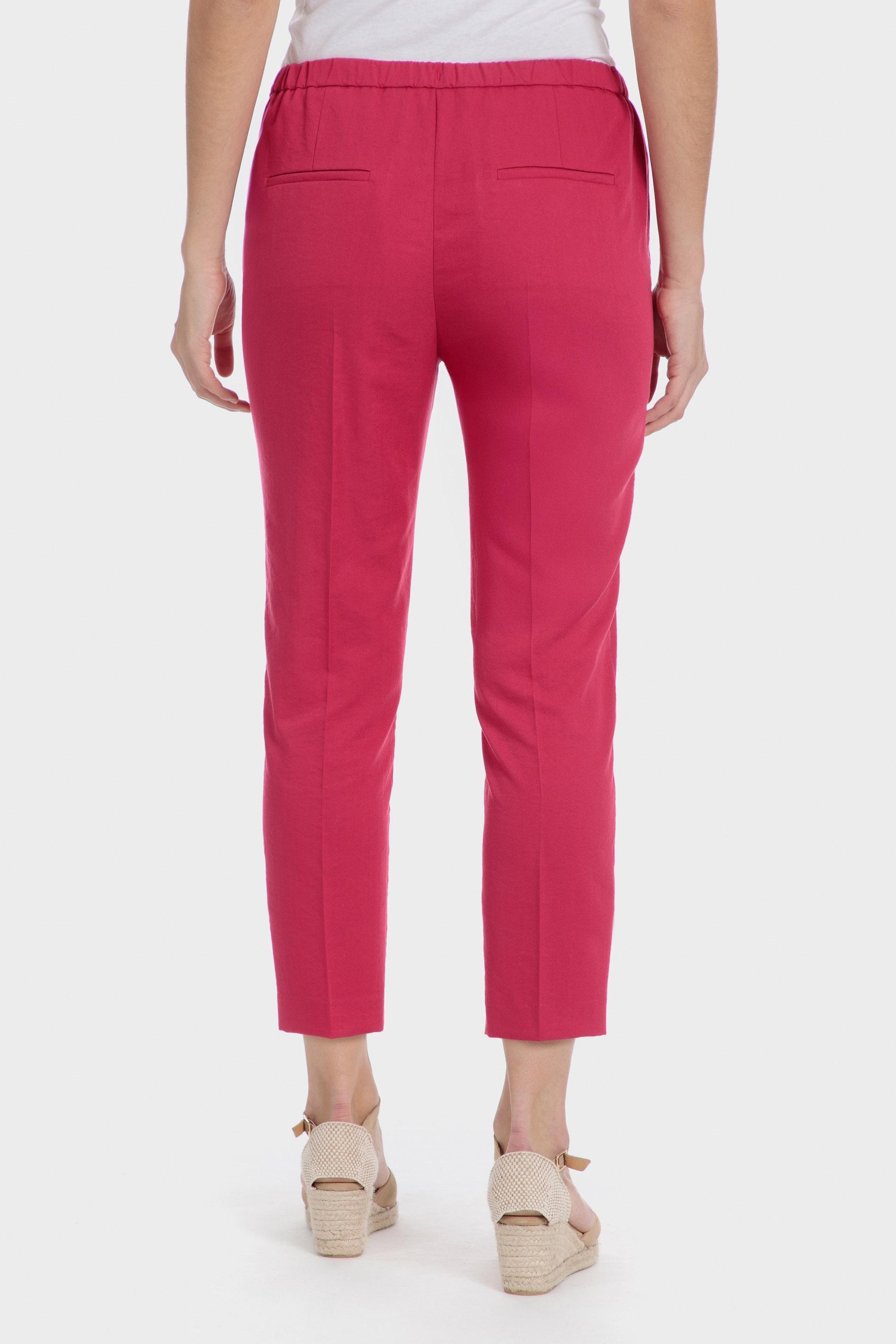 Pink Plain Casual Cropped Trousers, , large image number 4