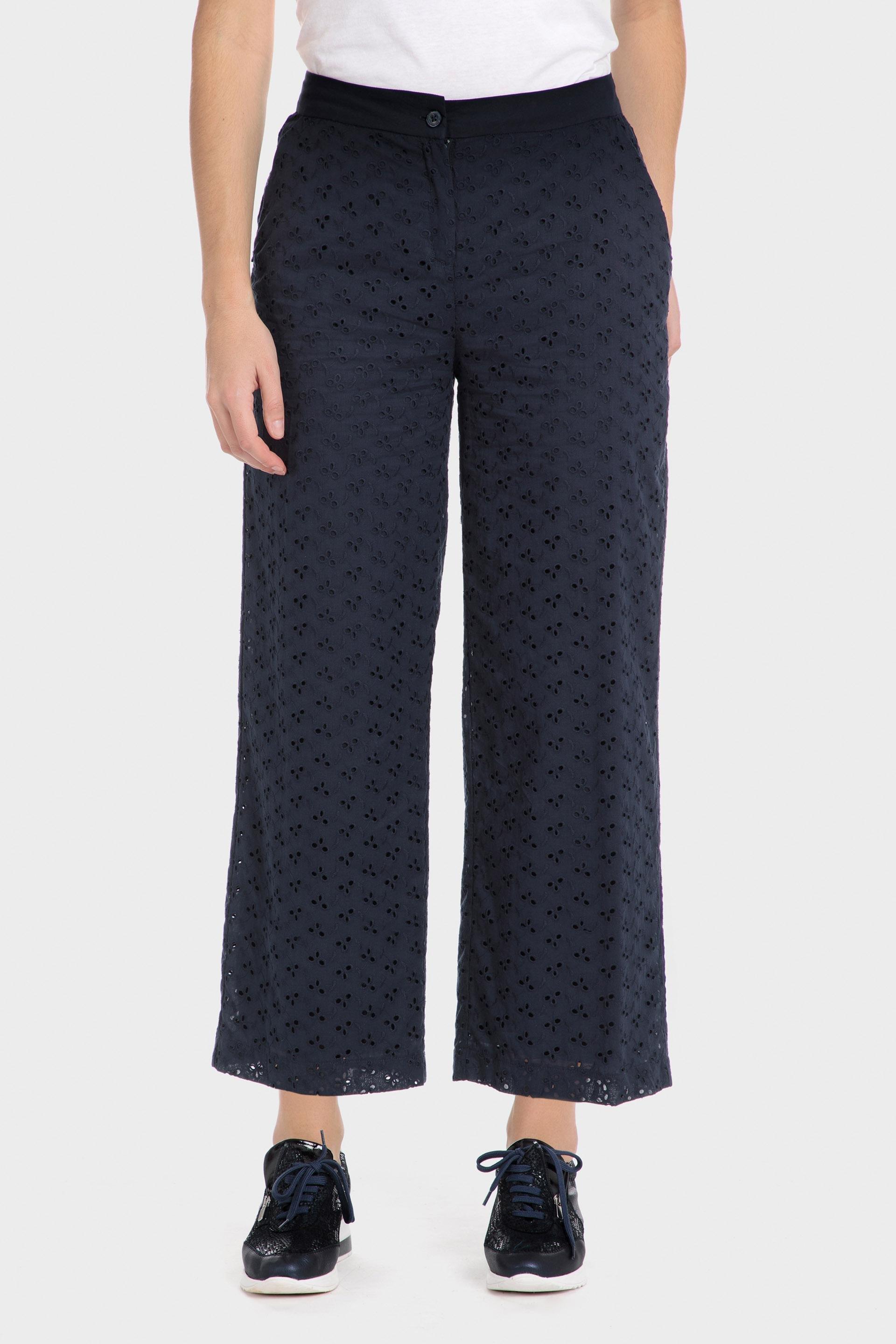Navy Lace Casual Trousers, , large image number 1