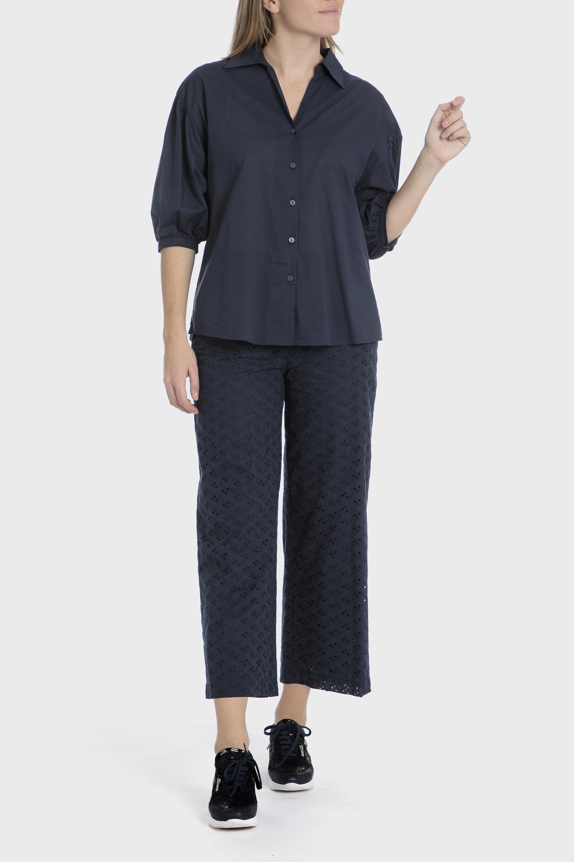 Navy Lace Casual Trousers, , large image number 2