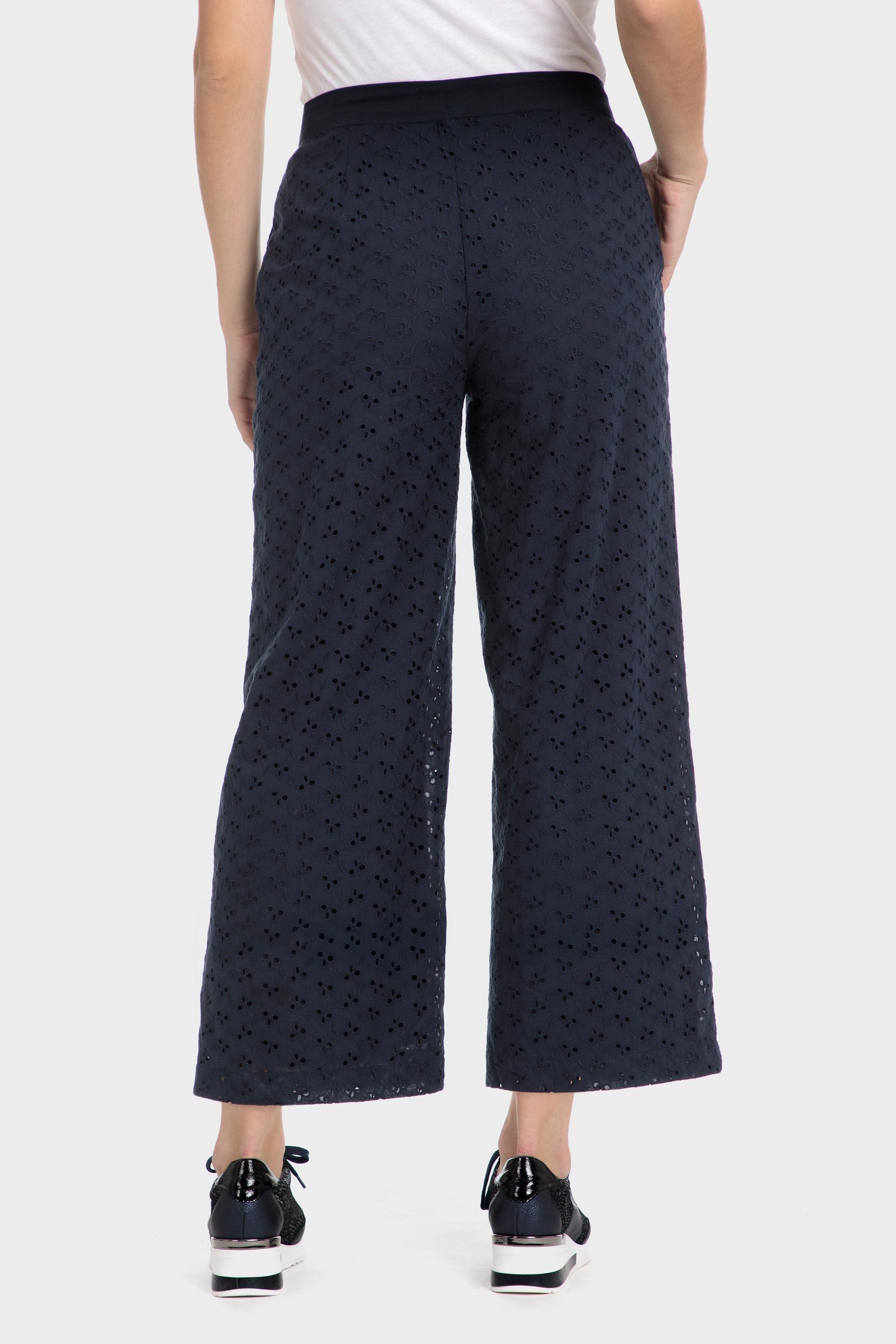 Navy Lace Casual Trousers, , large image number 4