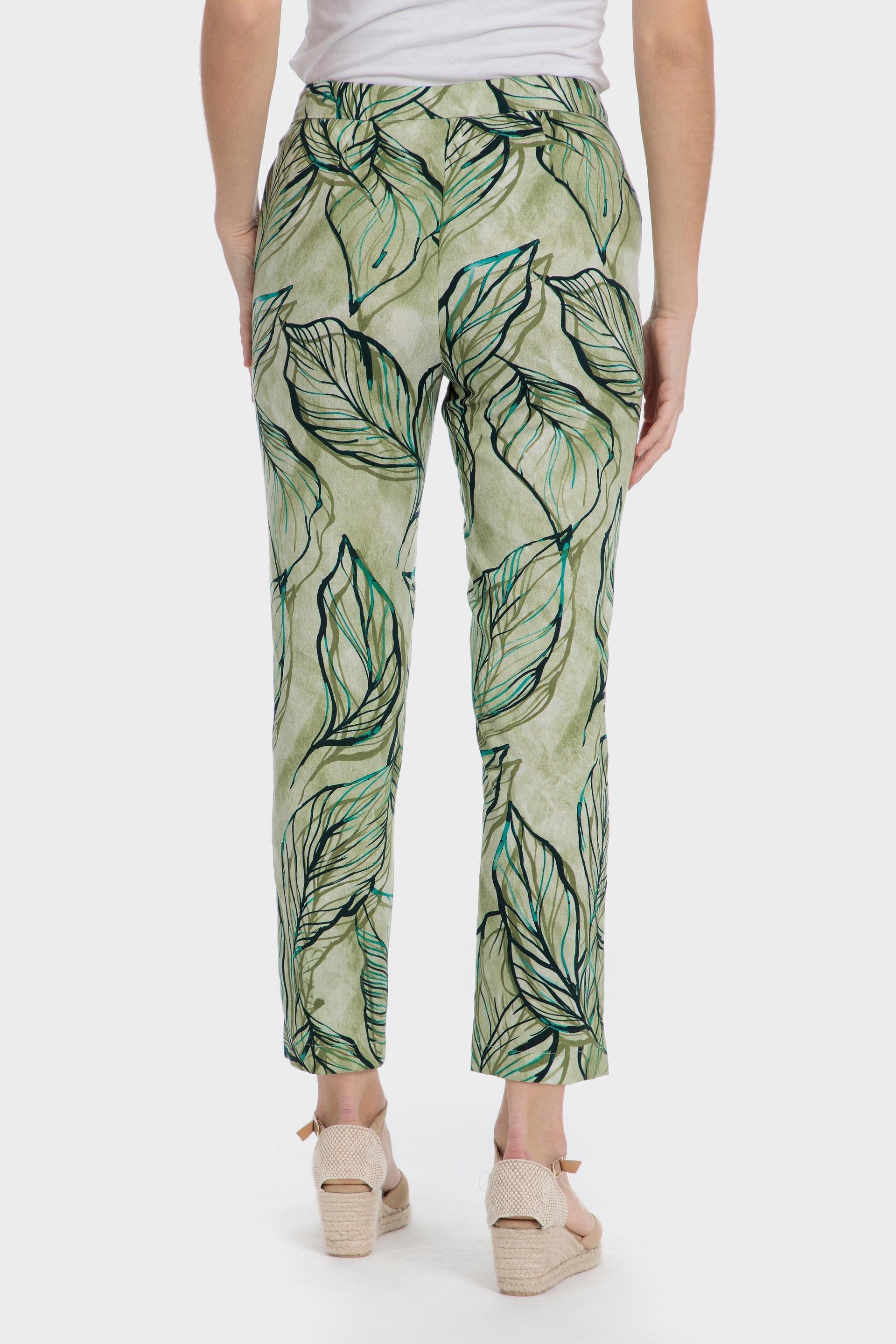 Green Printed Casual Trousers, , large image number 1