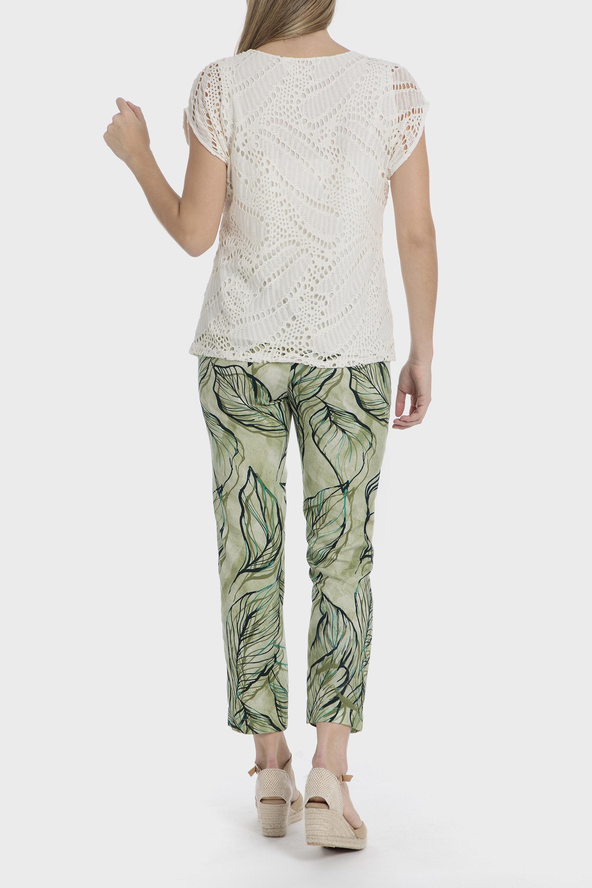 Green Printed Casual Trousers, , large image number 3