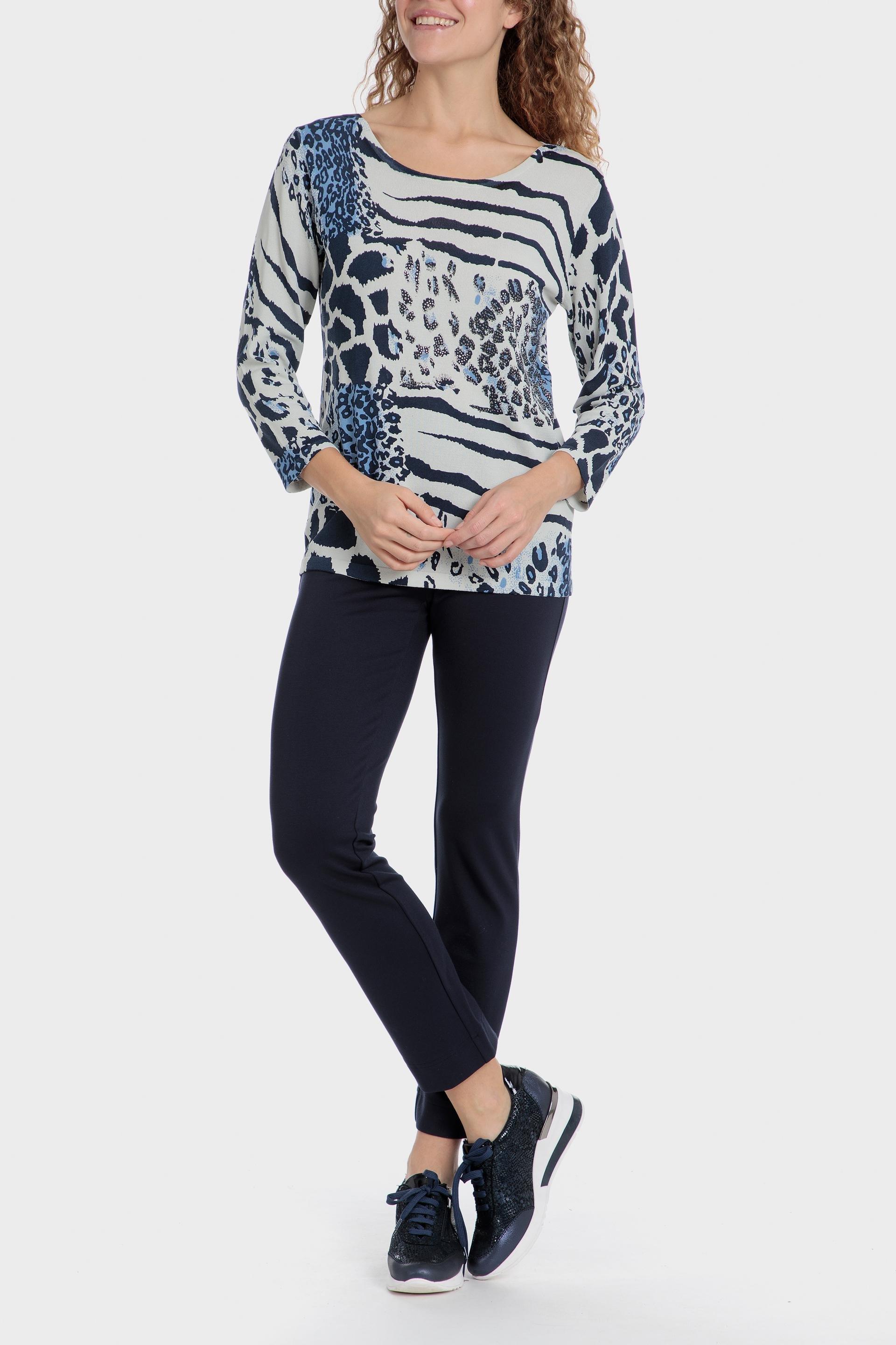 Navy Plain Casual Ankle-Length Trousers, , large image number 4