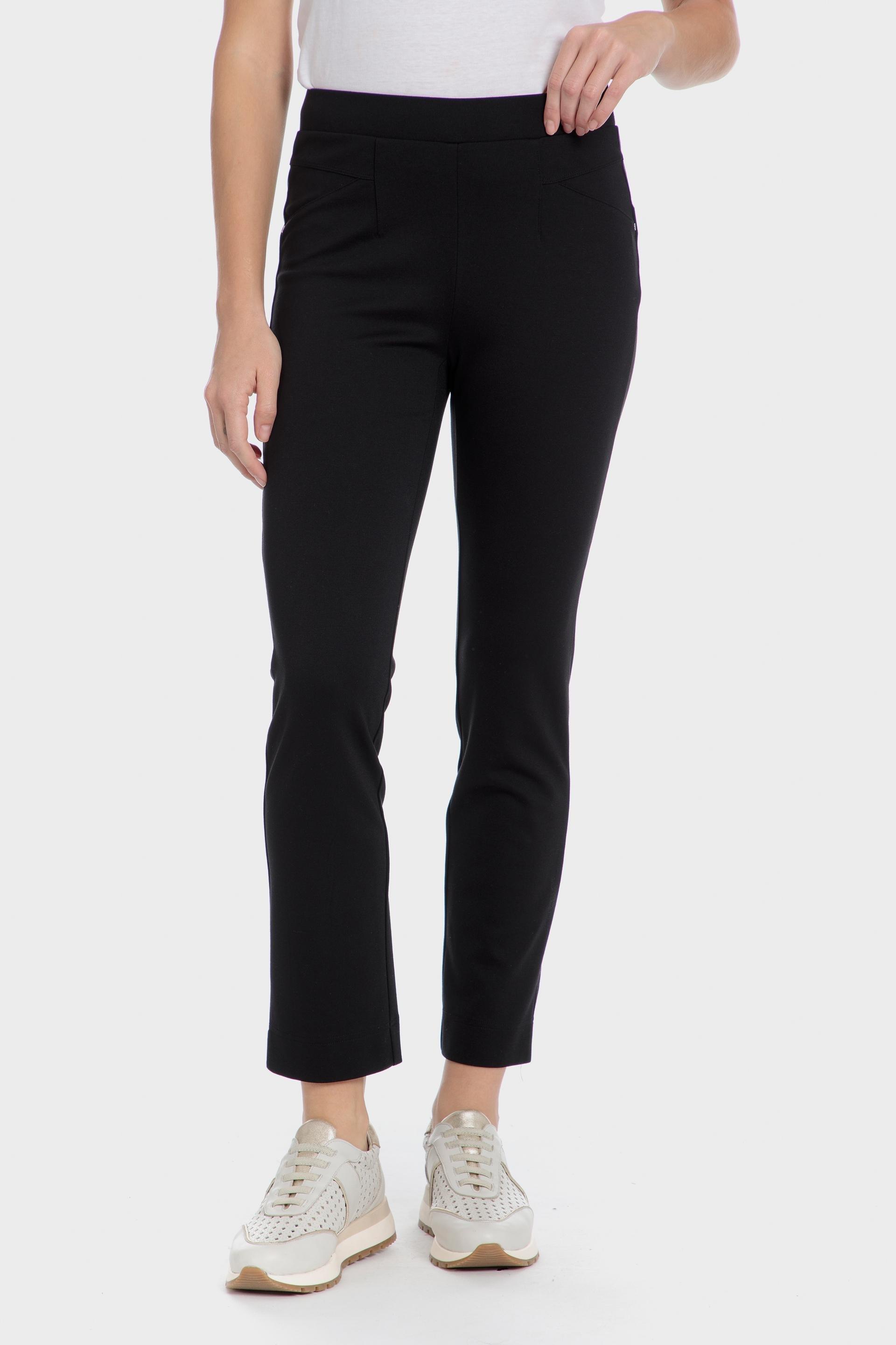 Black Plain Casual Cropped Trousers, Black, large image number 1