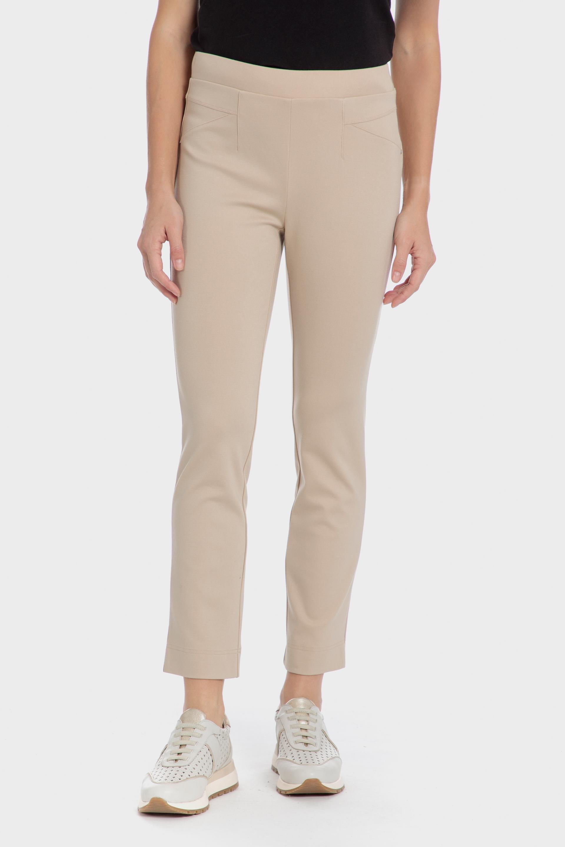 Cream Printed Casual Cropped Trousers, , medium