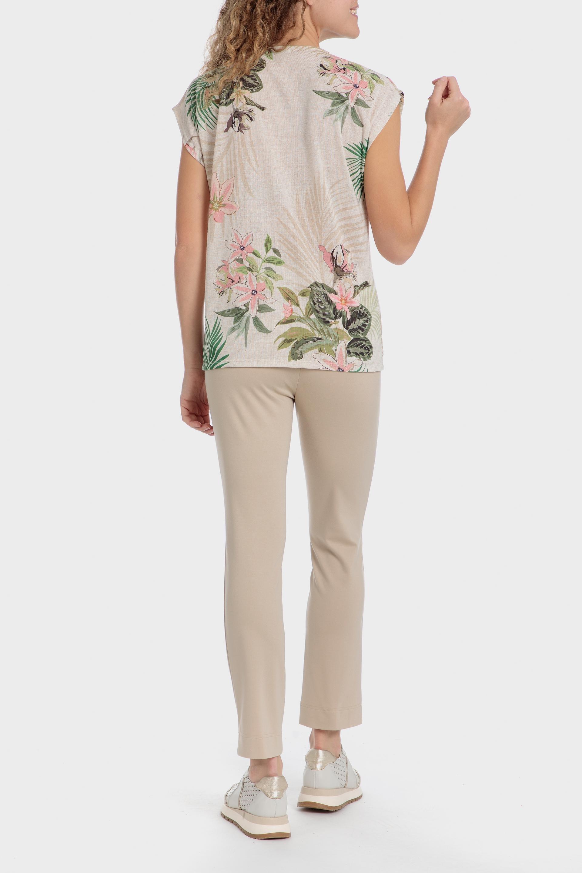 Cream Printed Casual Cropped Trousers, , large image number 7