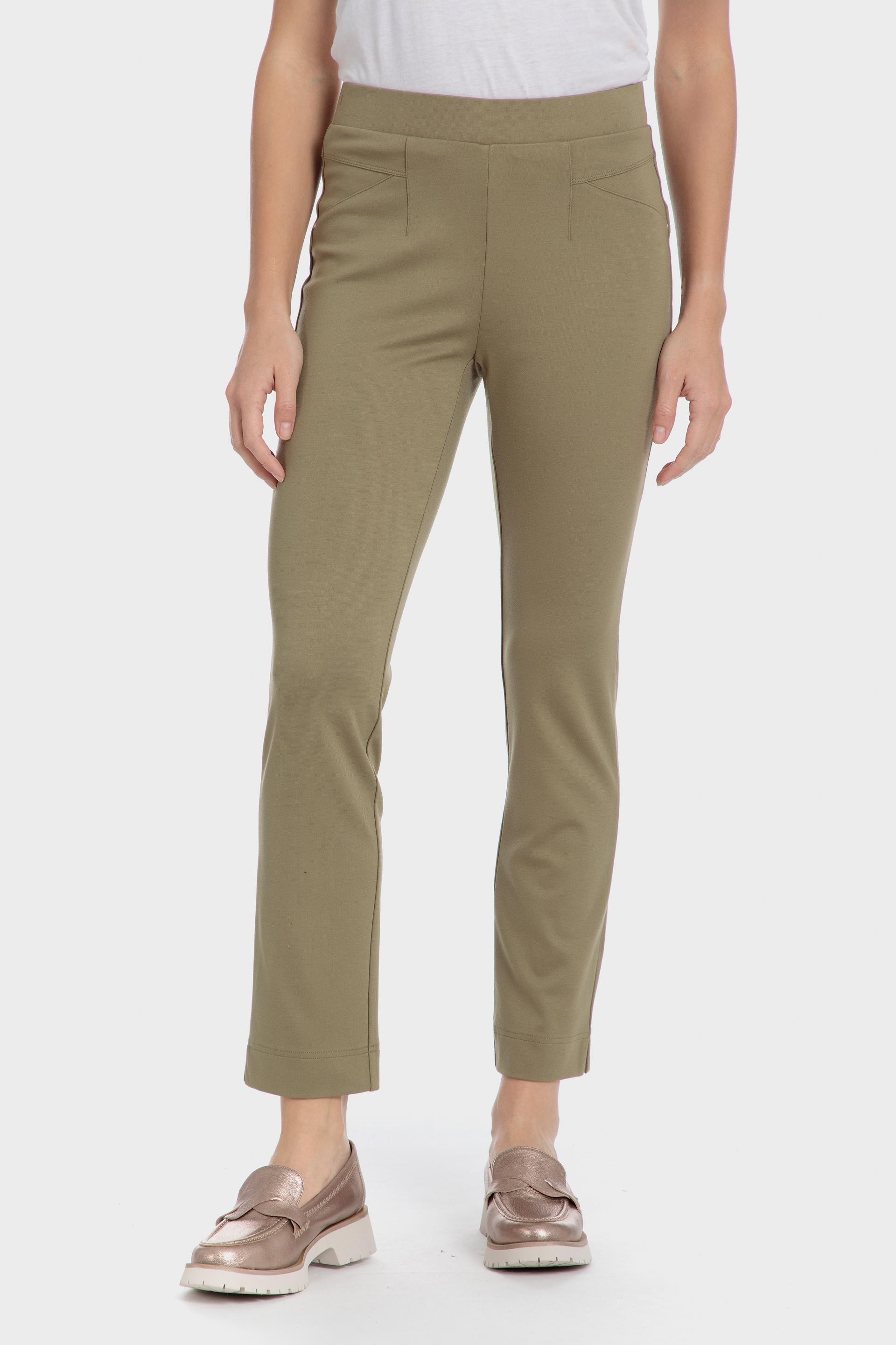 Khaki Casual Cropped Trousers, Green Safari, large image number 1