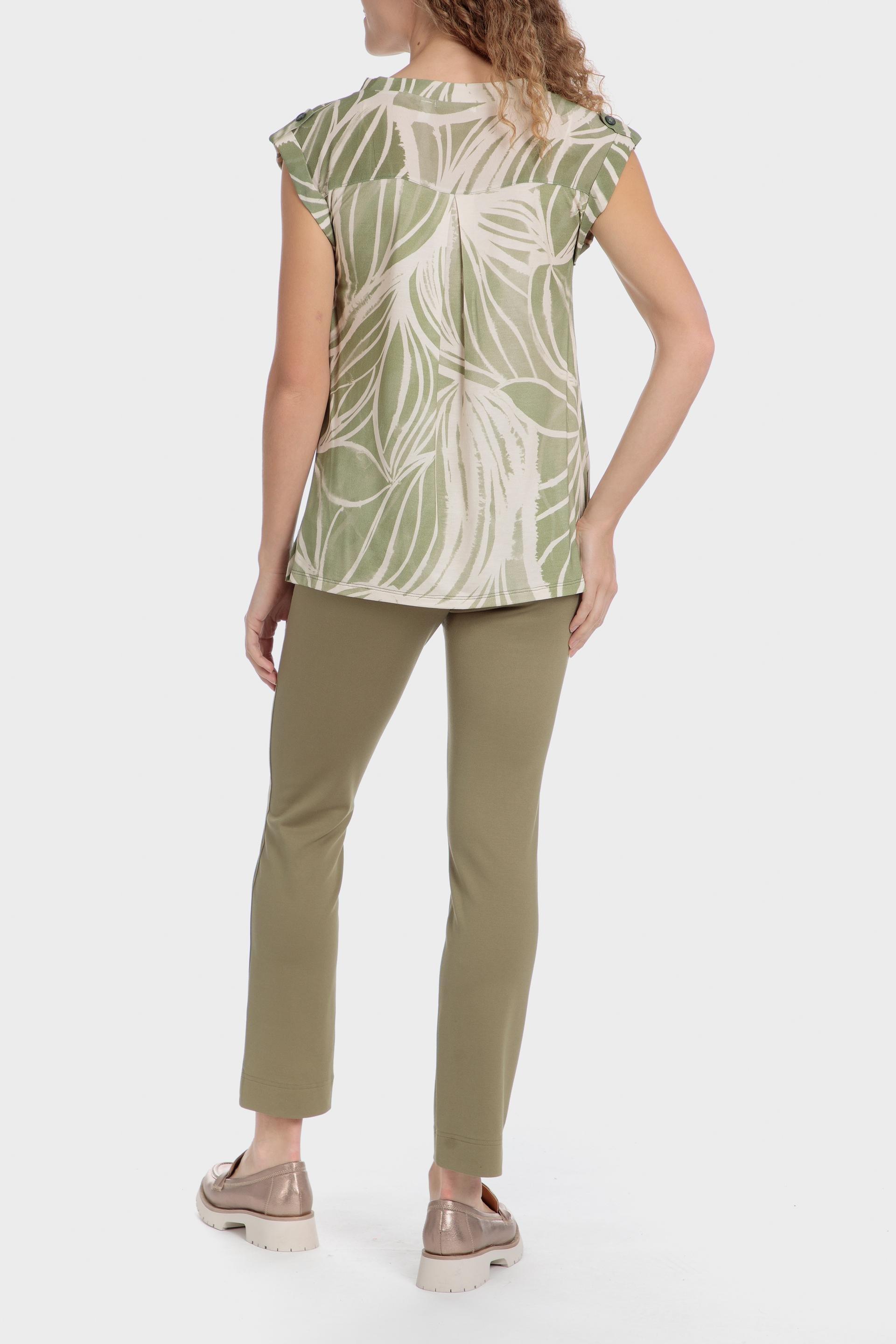 Khaki Casual Cropped Trousers, Green Safari, large image number 3
