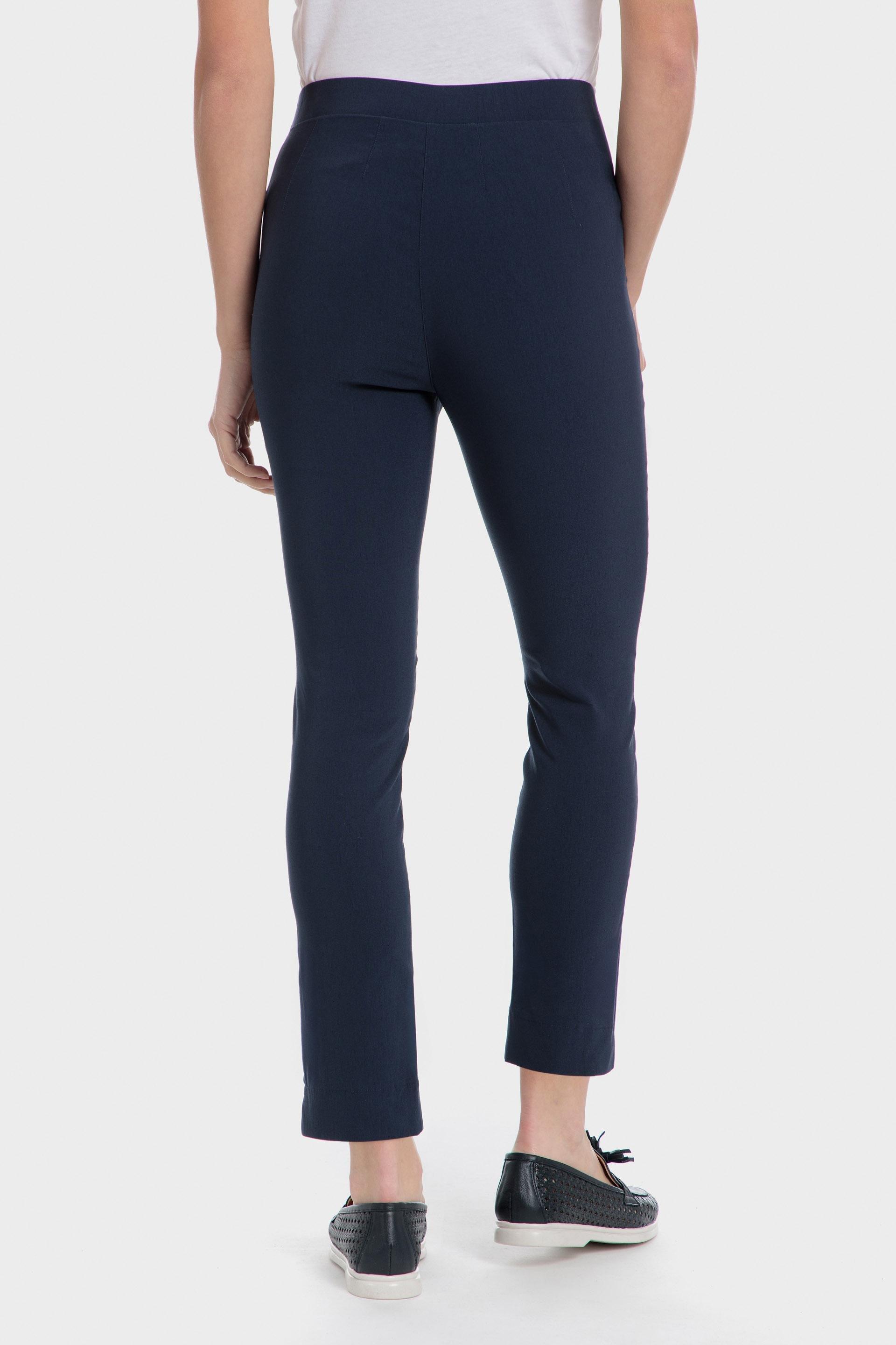 Navy Plain Casual Cropped Trousers, Blue Navy, large image number 2
