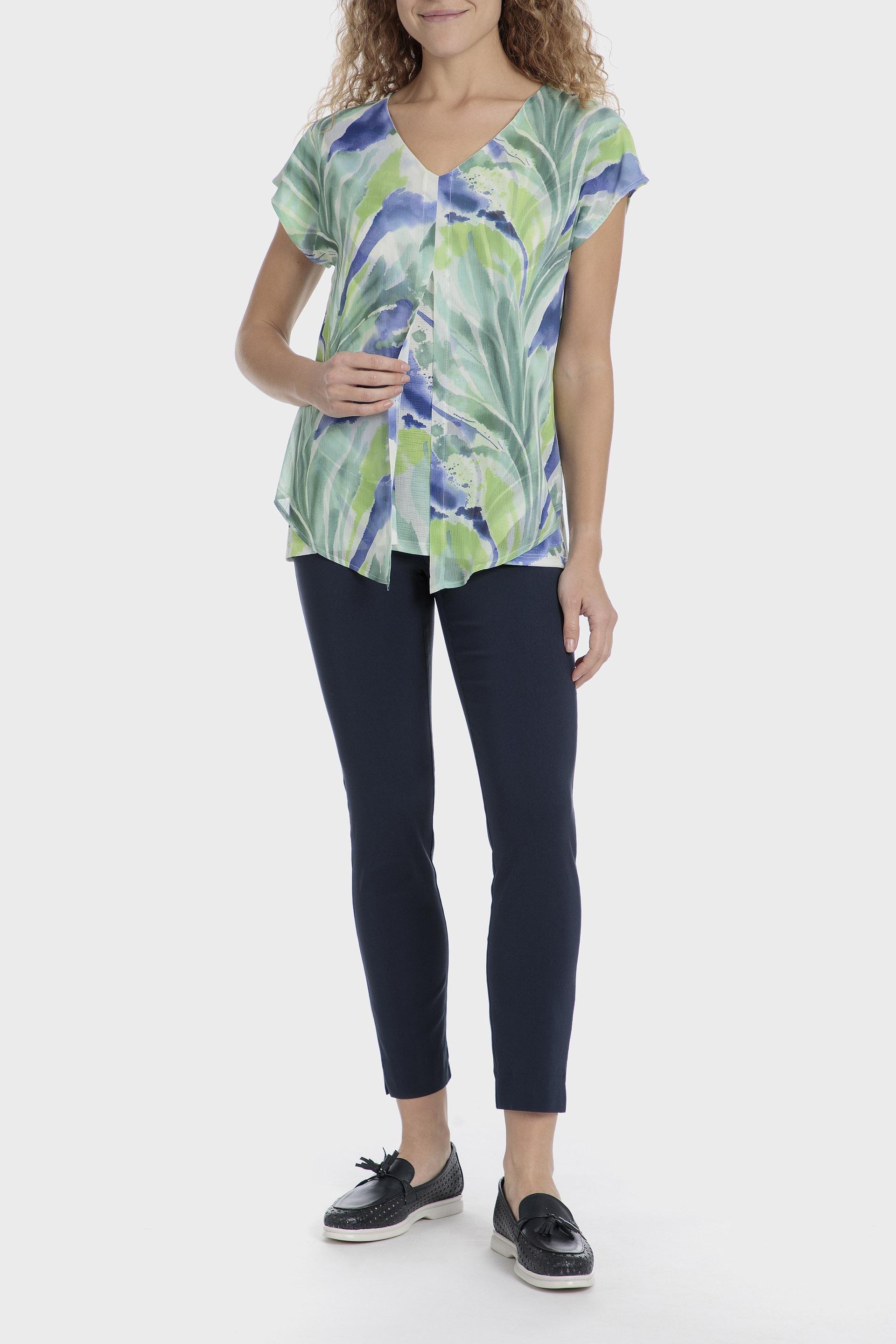 Navy Plain Casual Cropped Trousers, Blue Navy, large image number 2