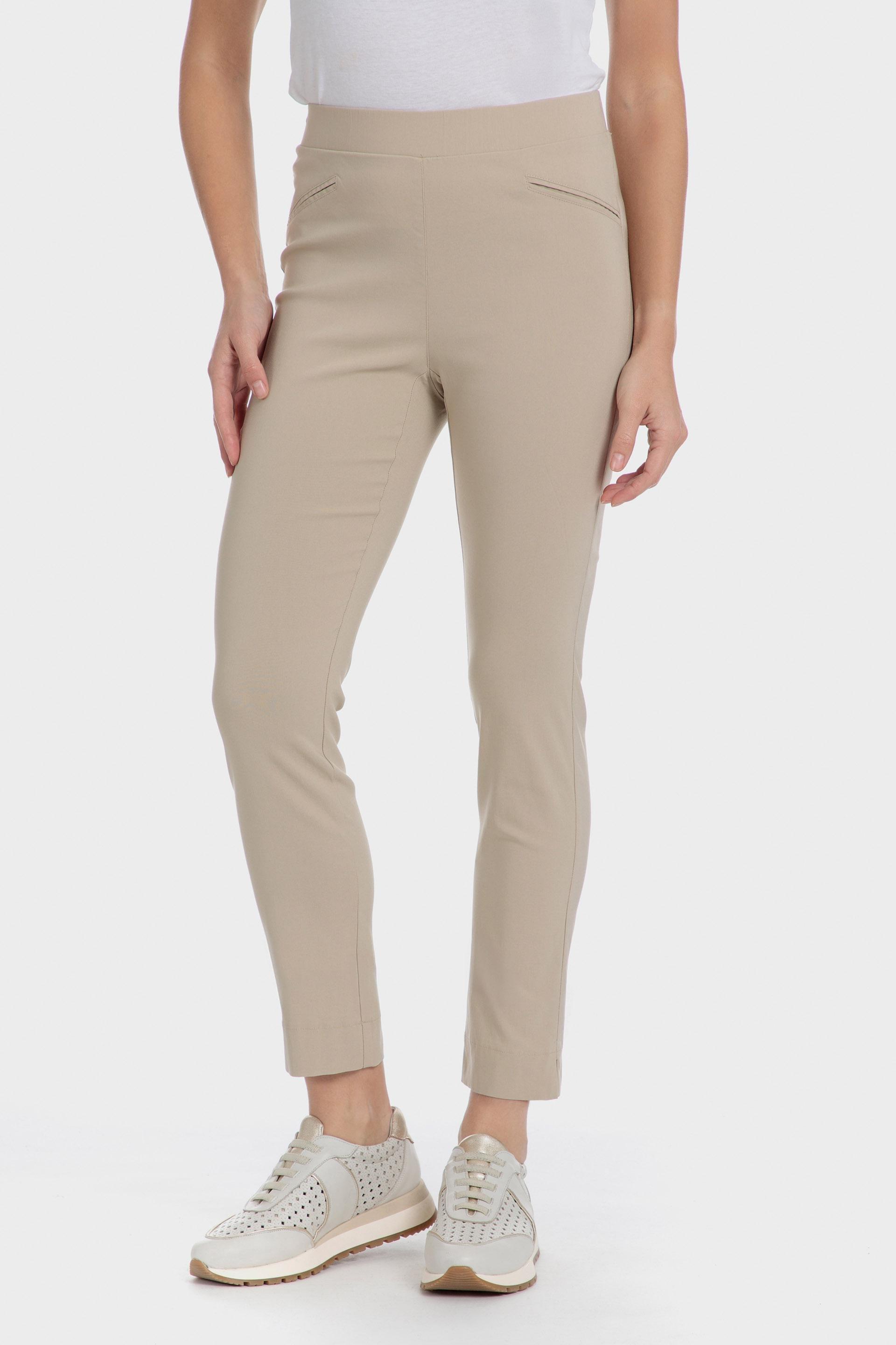 Beige Plain Casual Cropped Trousers, , large image number 0