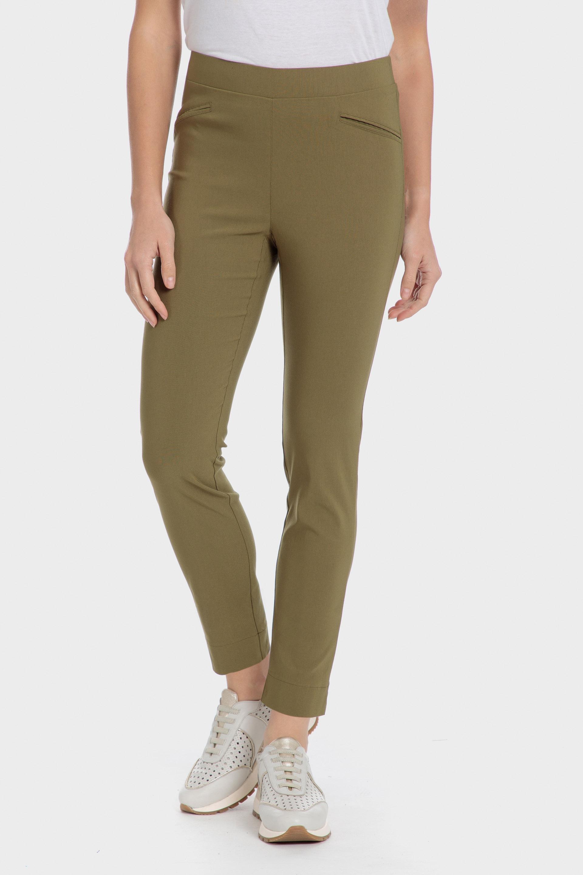 Khaki Plain Ankle-Length Trousers, , large image number 0