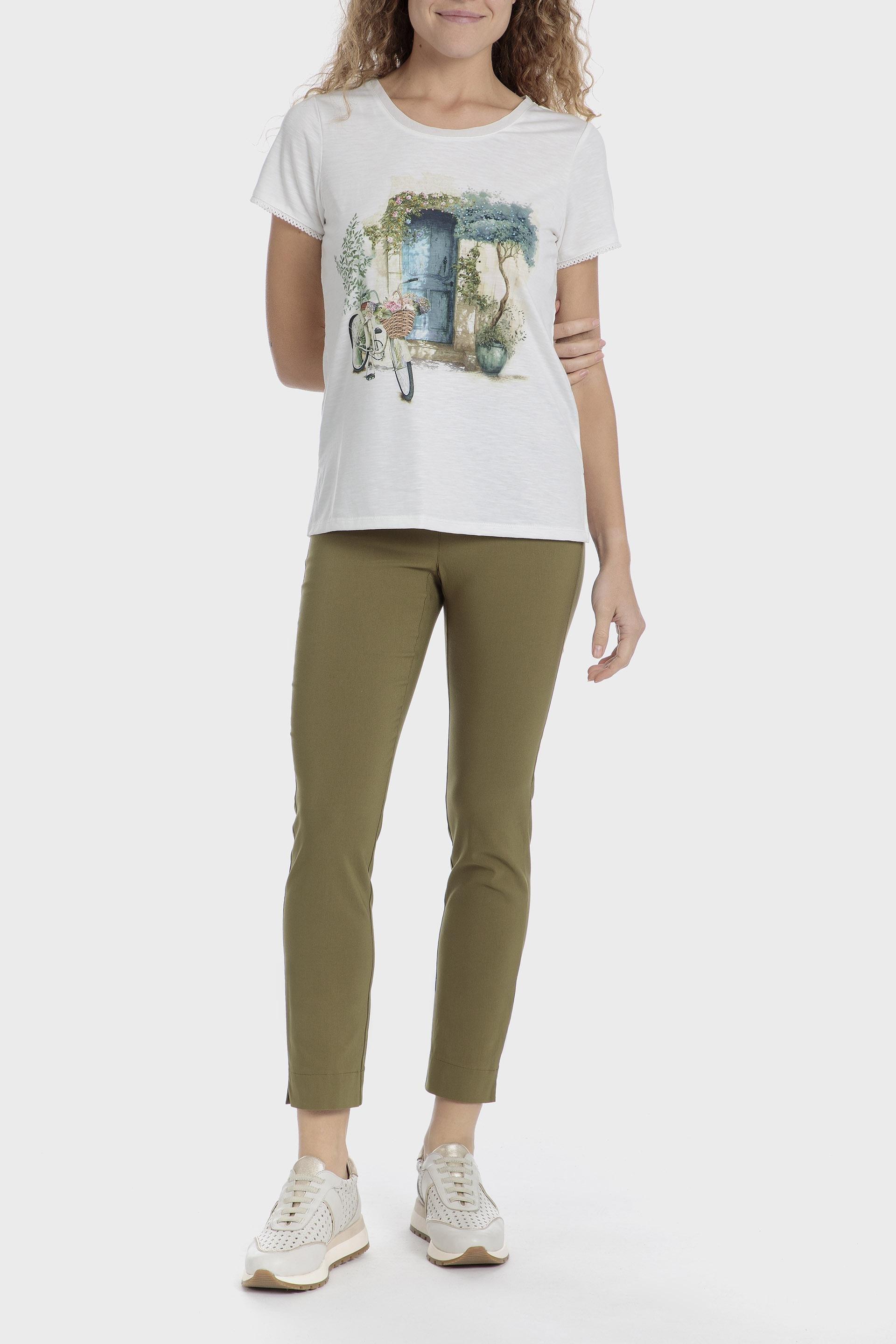 Khaki Plain Ankle-Length Trousers, , large image number 2