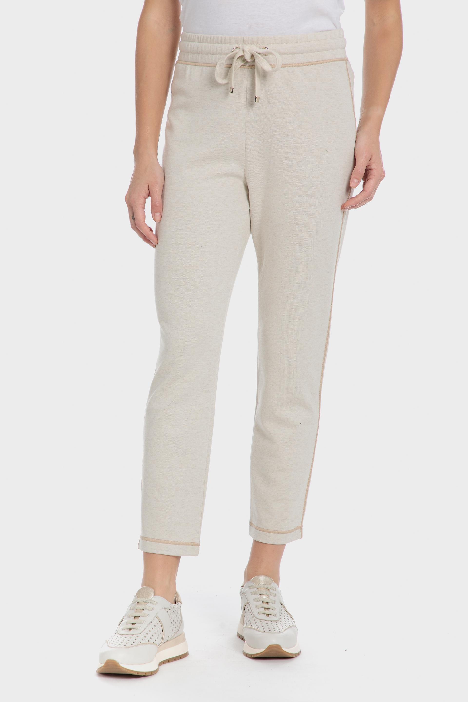 Cream Straight-Leg Pants With Drawstring, , medium