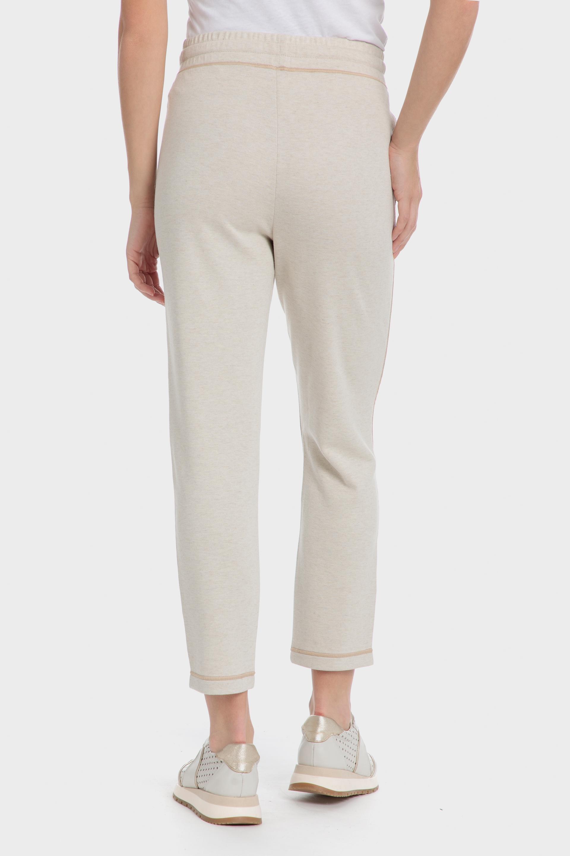 Cream Straight-Leg Pants With Drawstring, , large image number 1