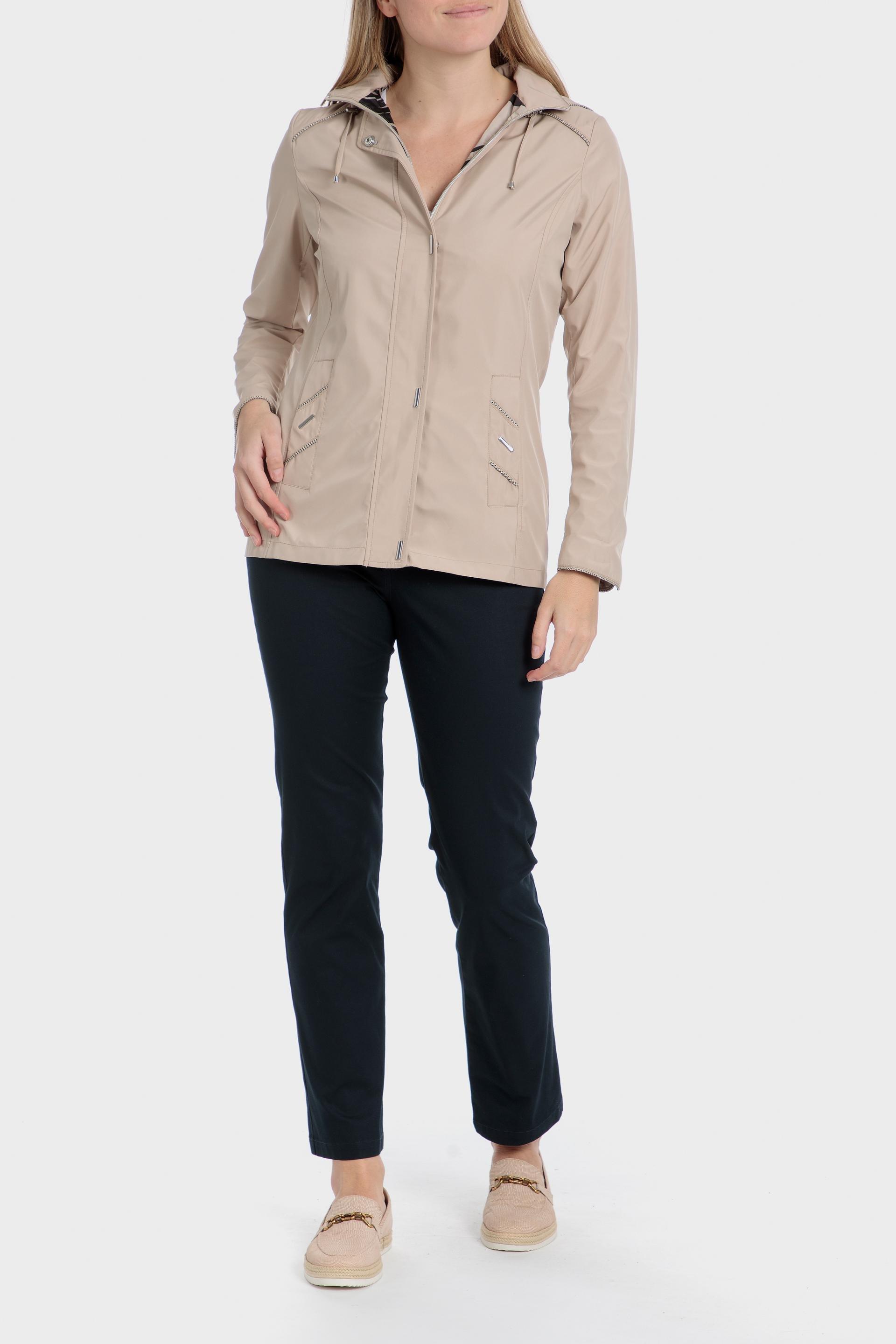 Beige Plain Parkas Rain Wear, , large image number 4