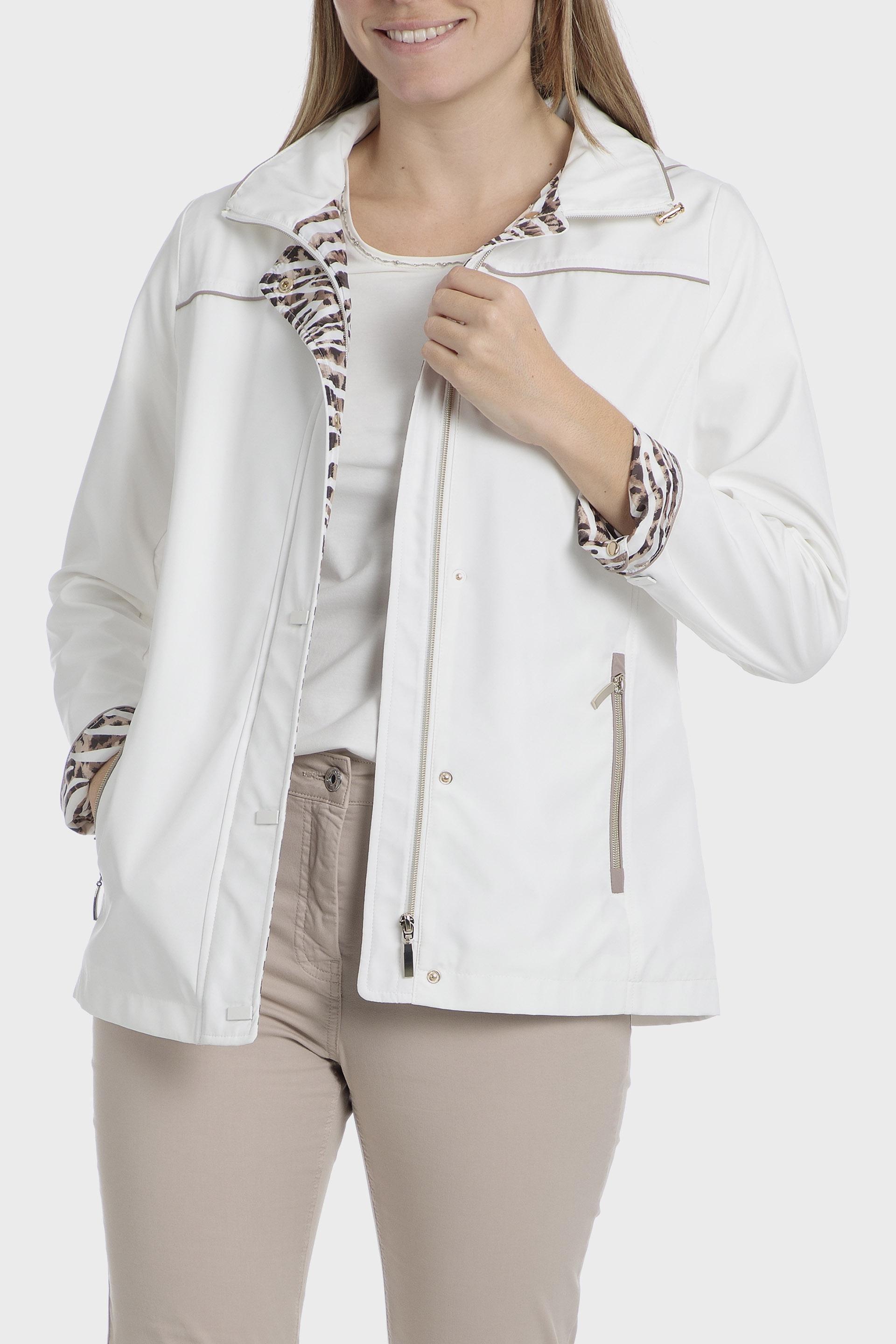 White Animal Print Parka, , medium