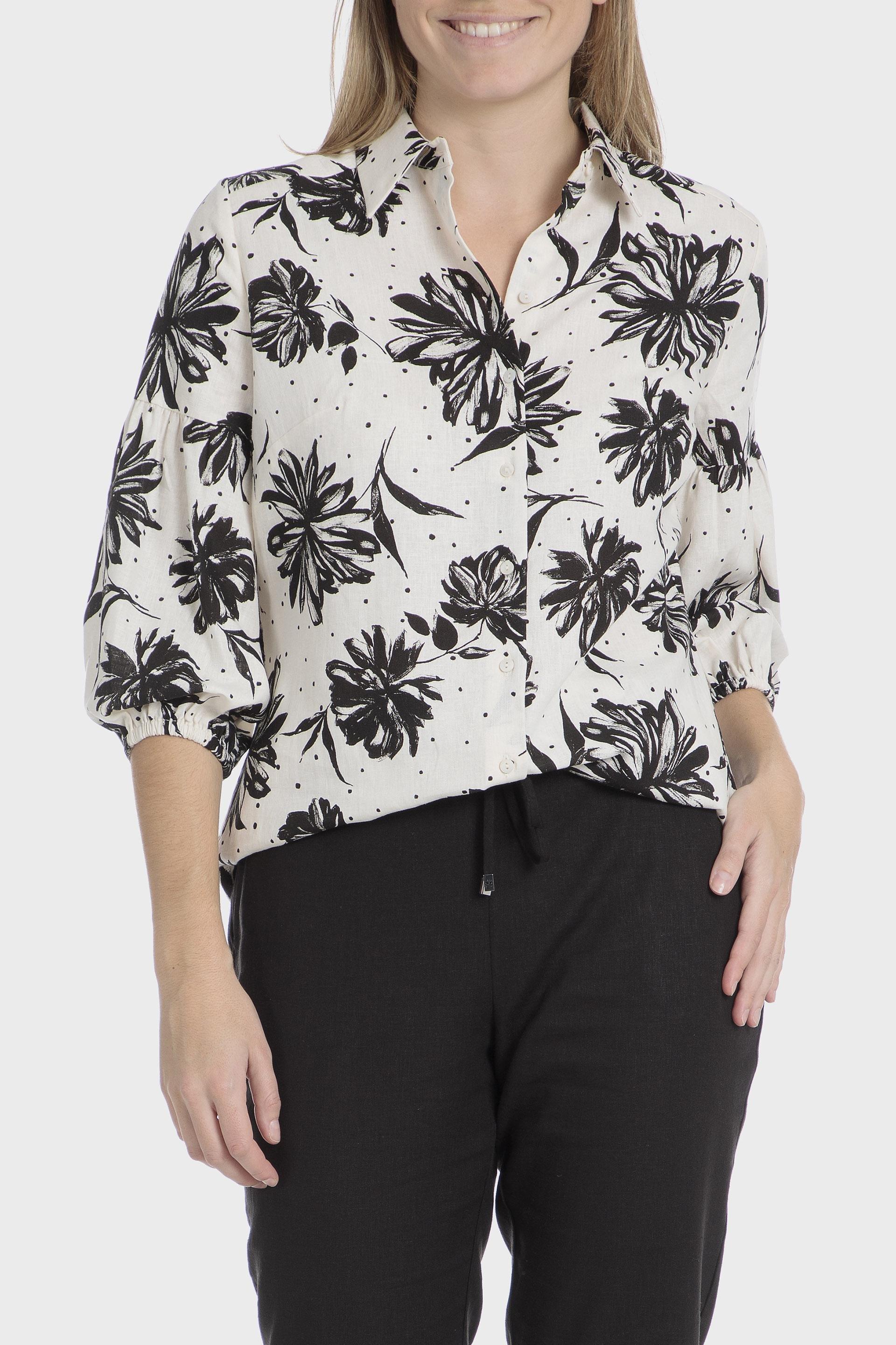 Black Floral Blouse Regular, , large image number 0