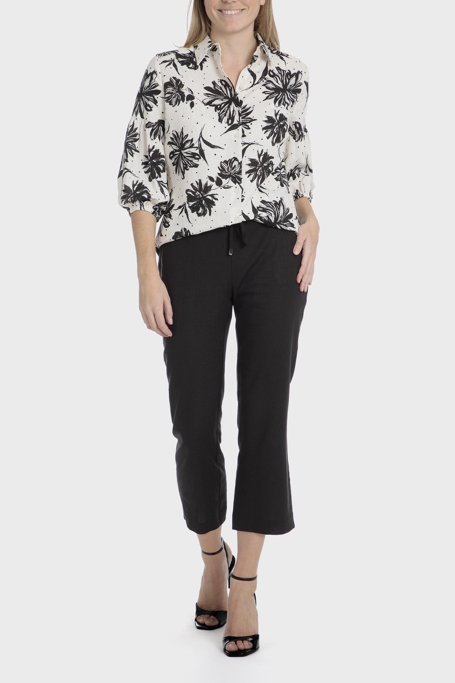 Black Floral Blouse Regular, , large image number 2