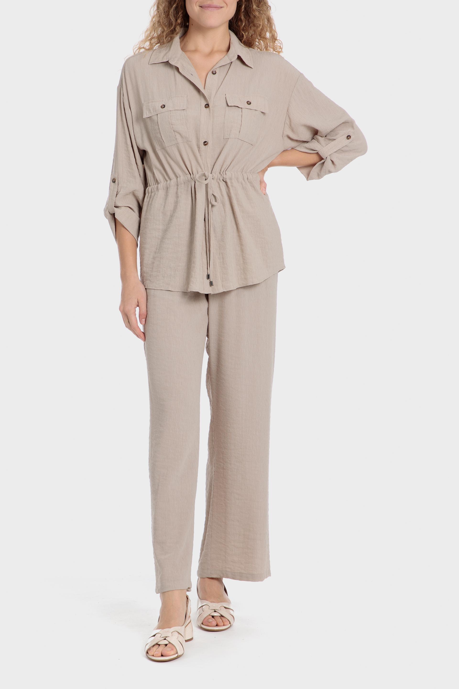 Beige Plain Button Down Shirt, , large image number 3