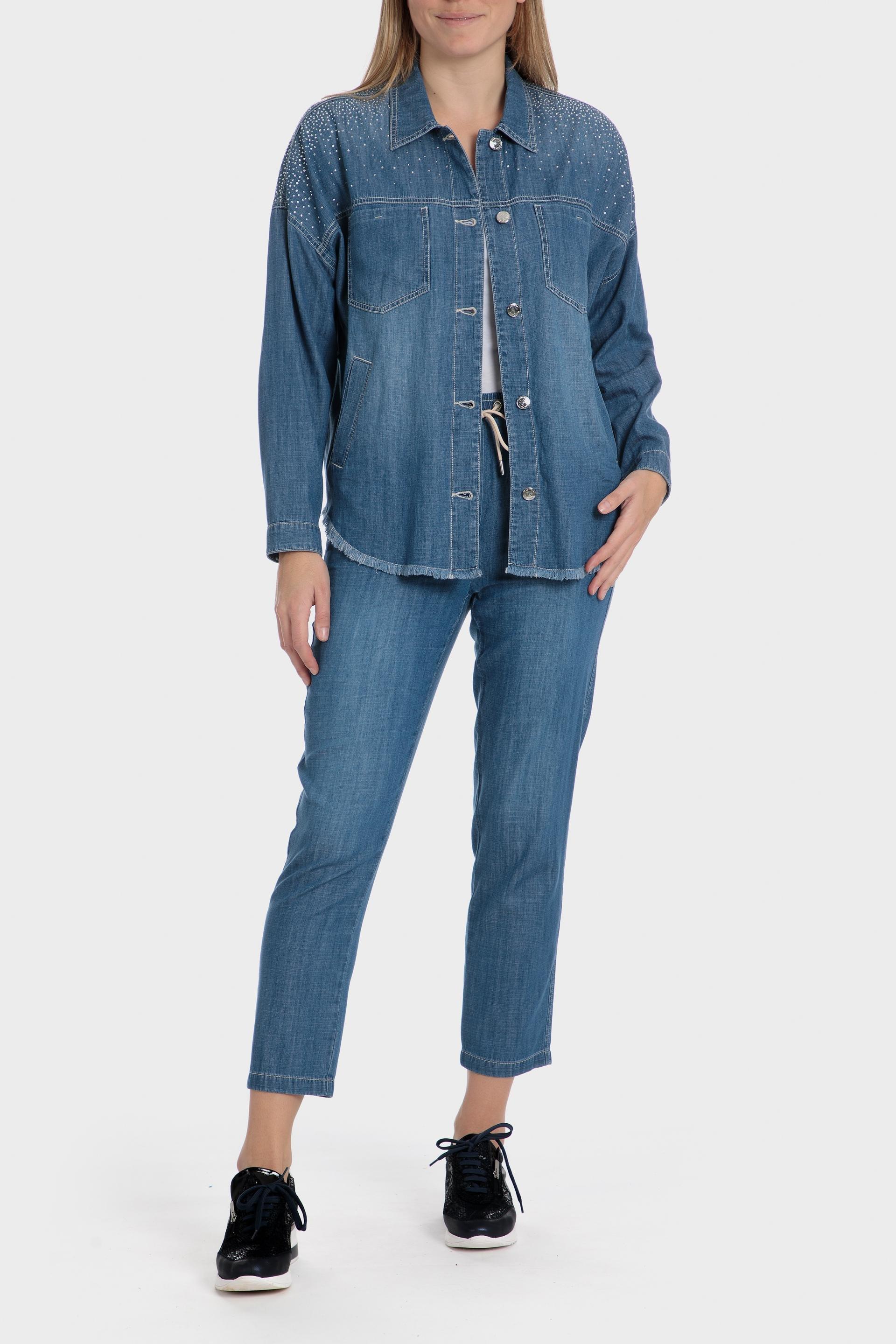 Blue Textured Denim Jacket, , large image number 2