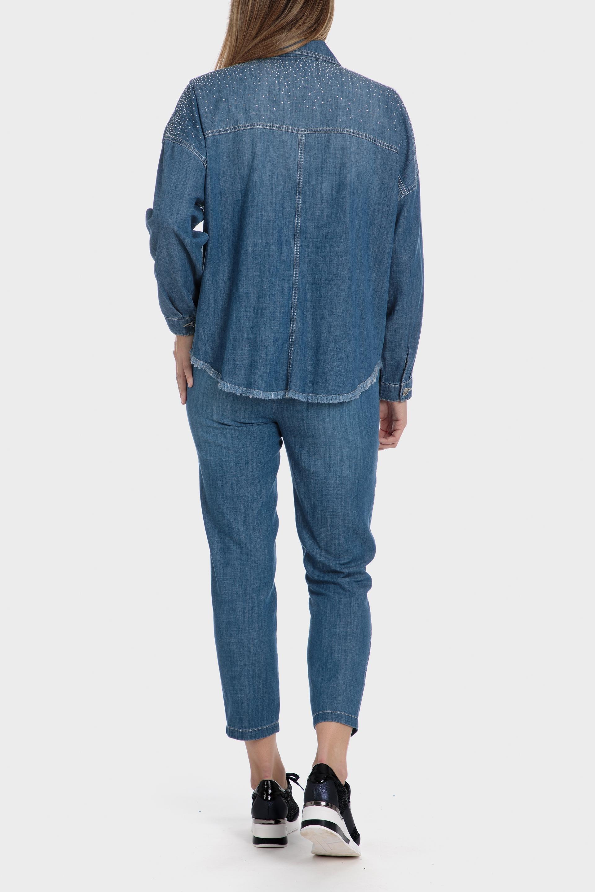 Blue Textured Denim Jacket, , large image number 3