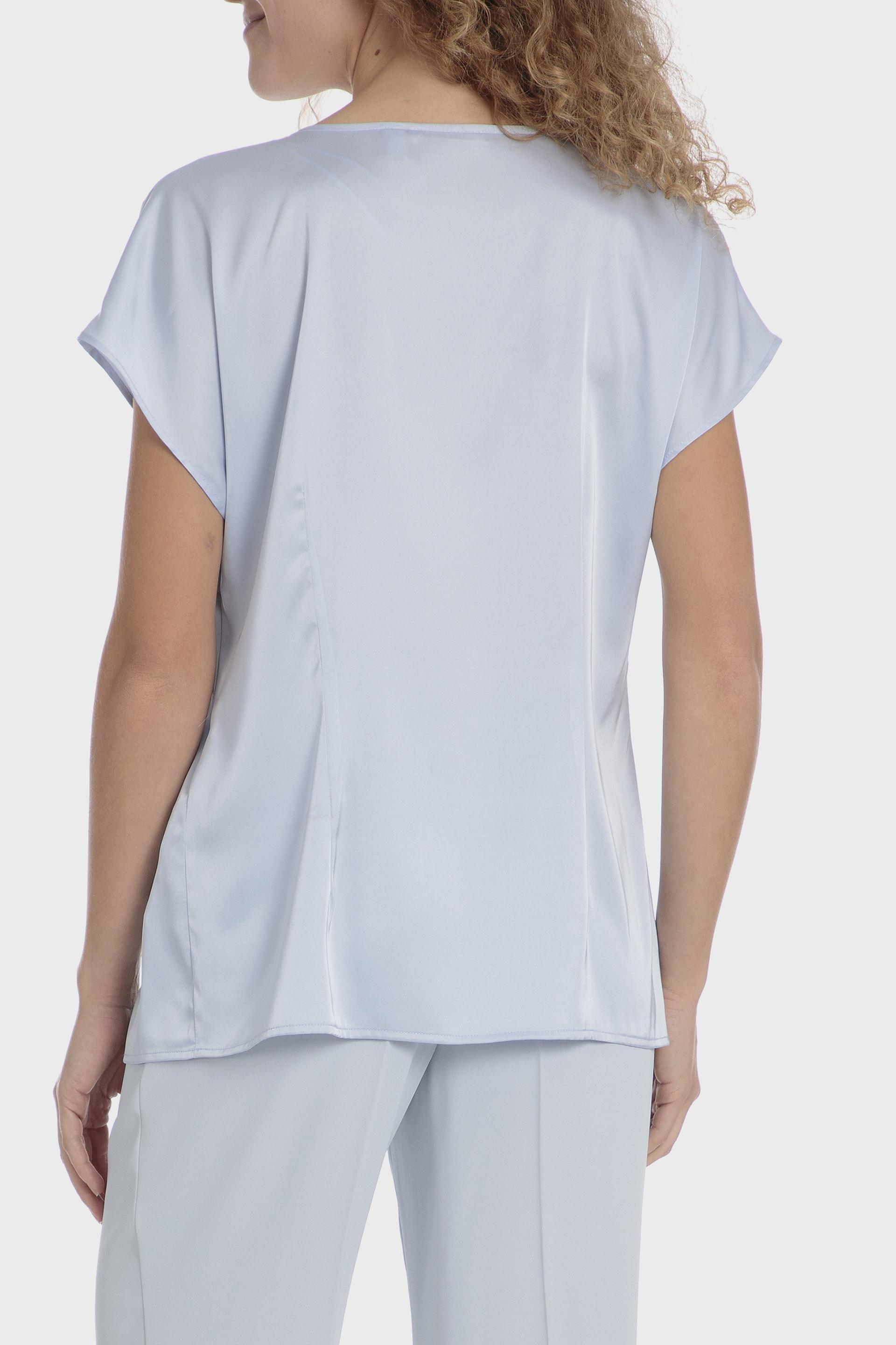 Blue Plain Satin Blouse, , large image number 1