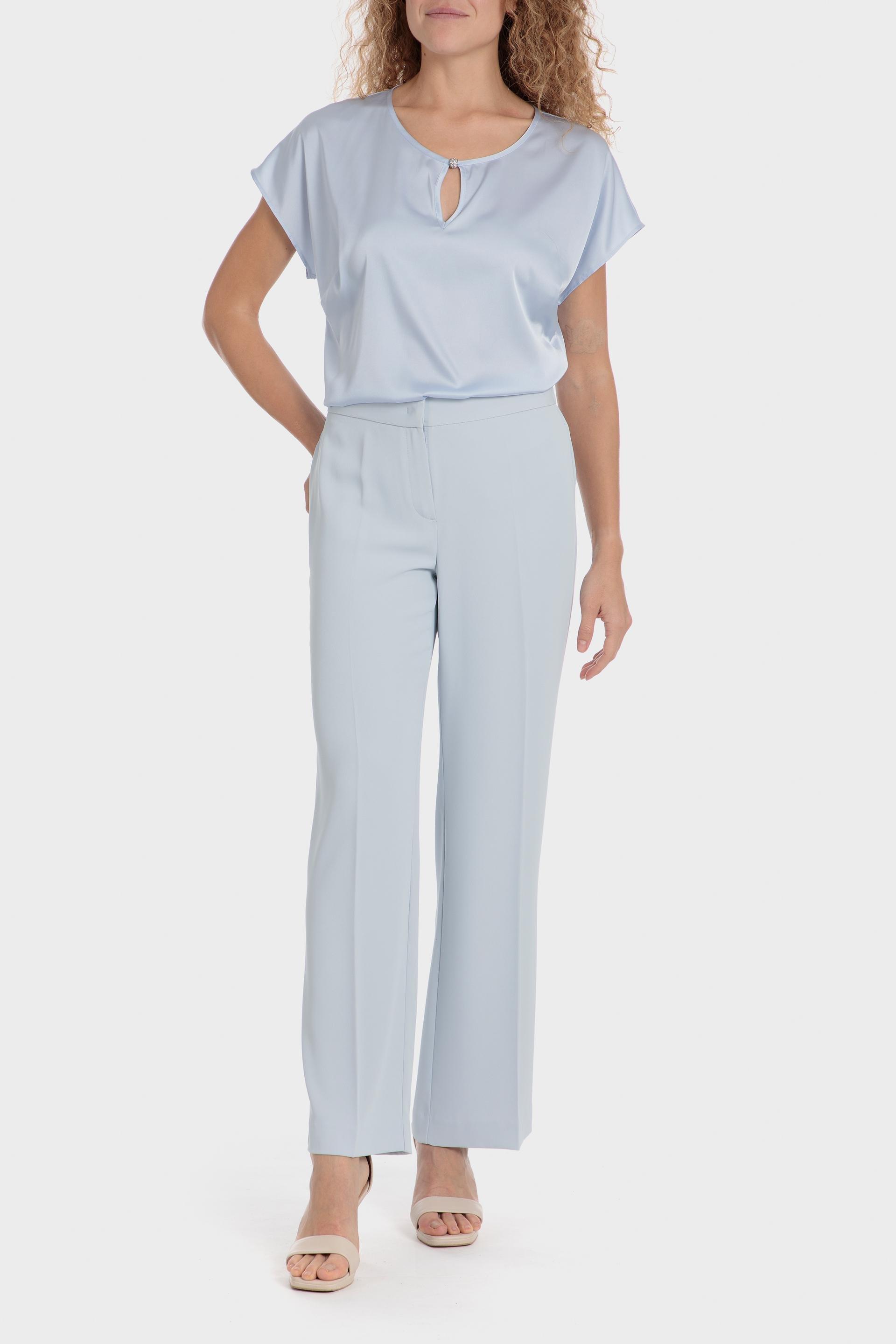 Blue Plain Satin Blouse, , large image number 2