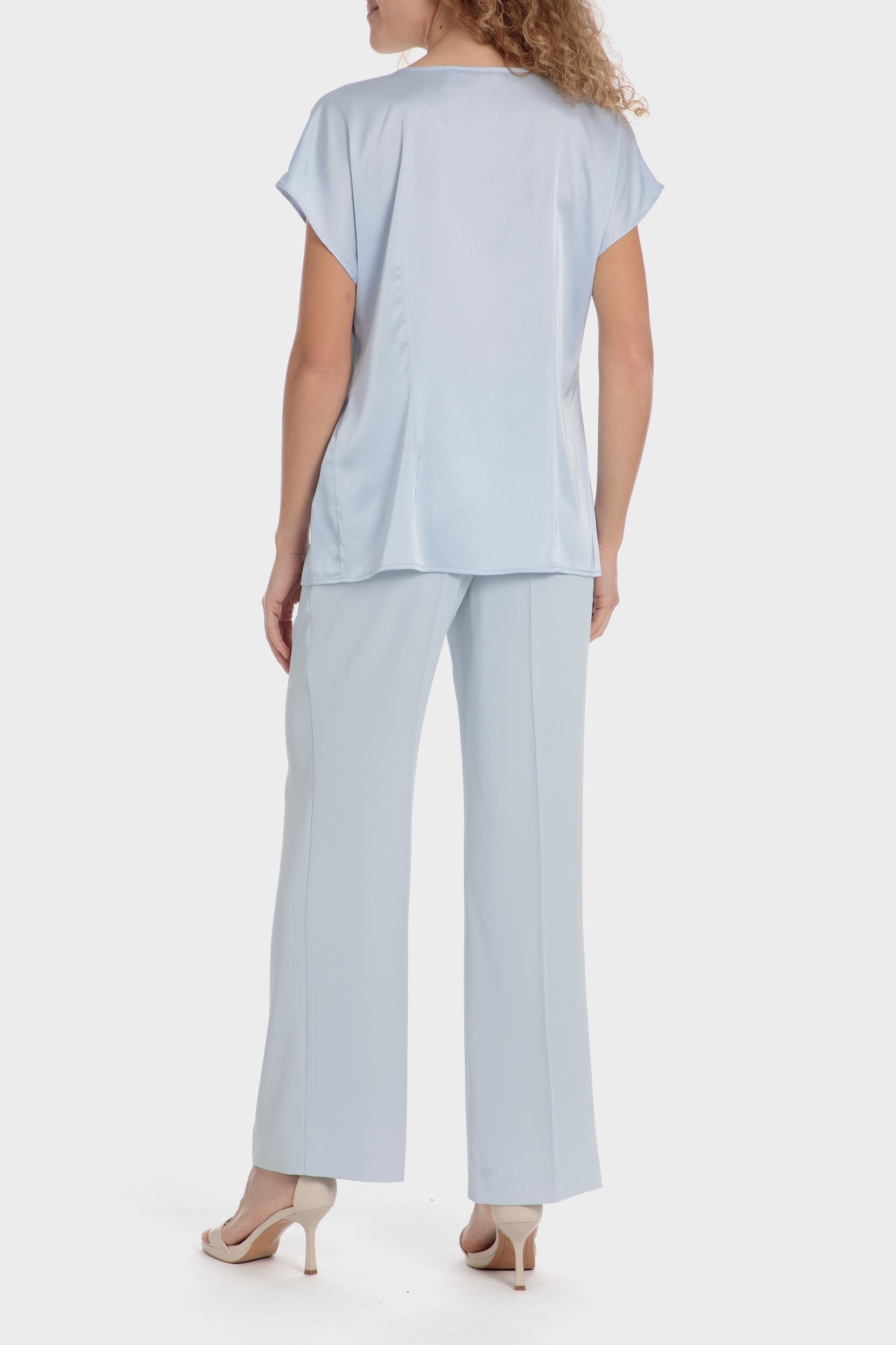Blue Plain Satin Blouse, , large image number 3