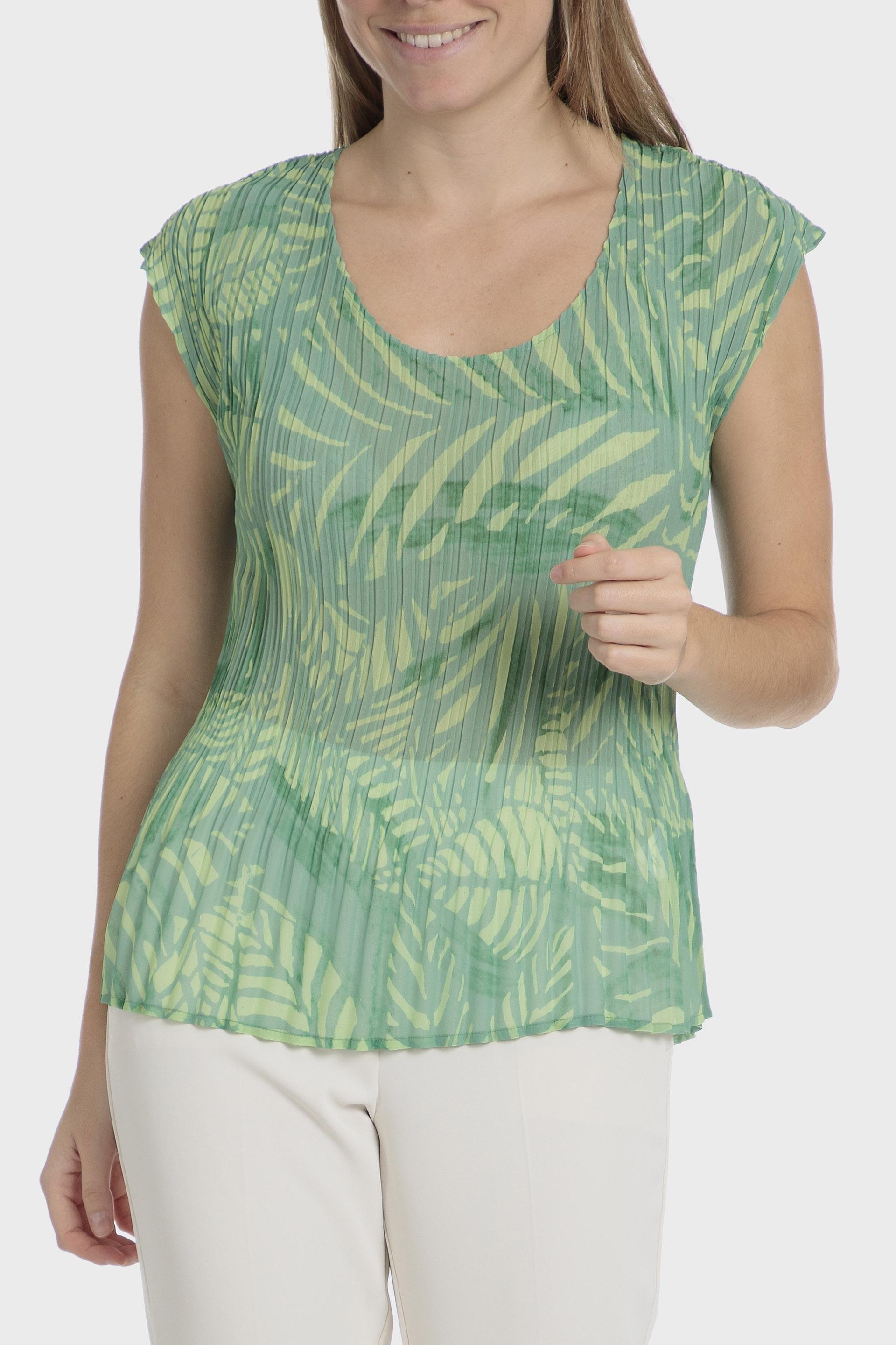 بلوزة بطبعة استوائية، أخضر, Green, medium