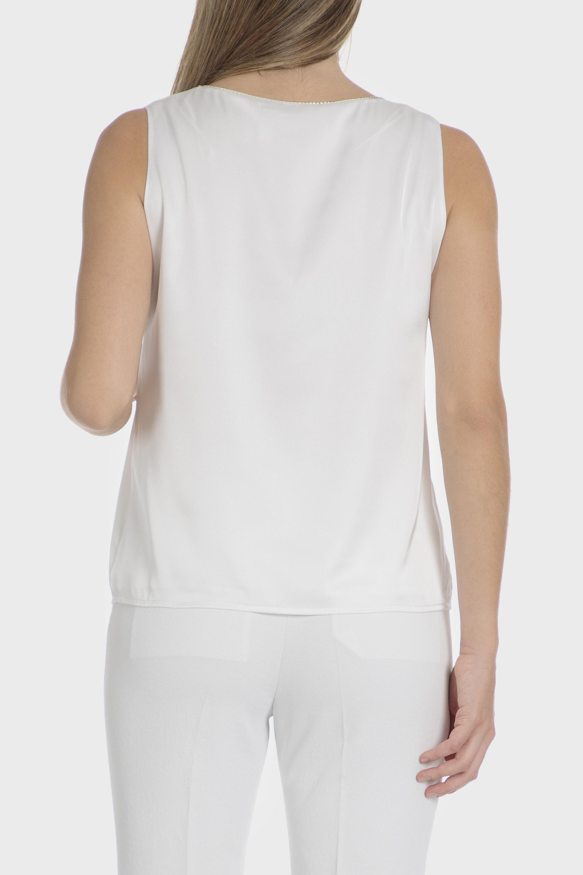 White V-Neck Blouse, , large image number 1