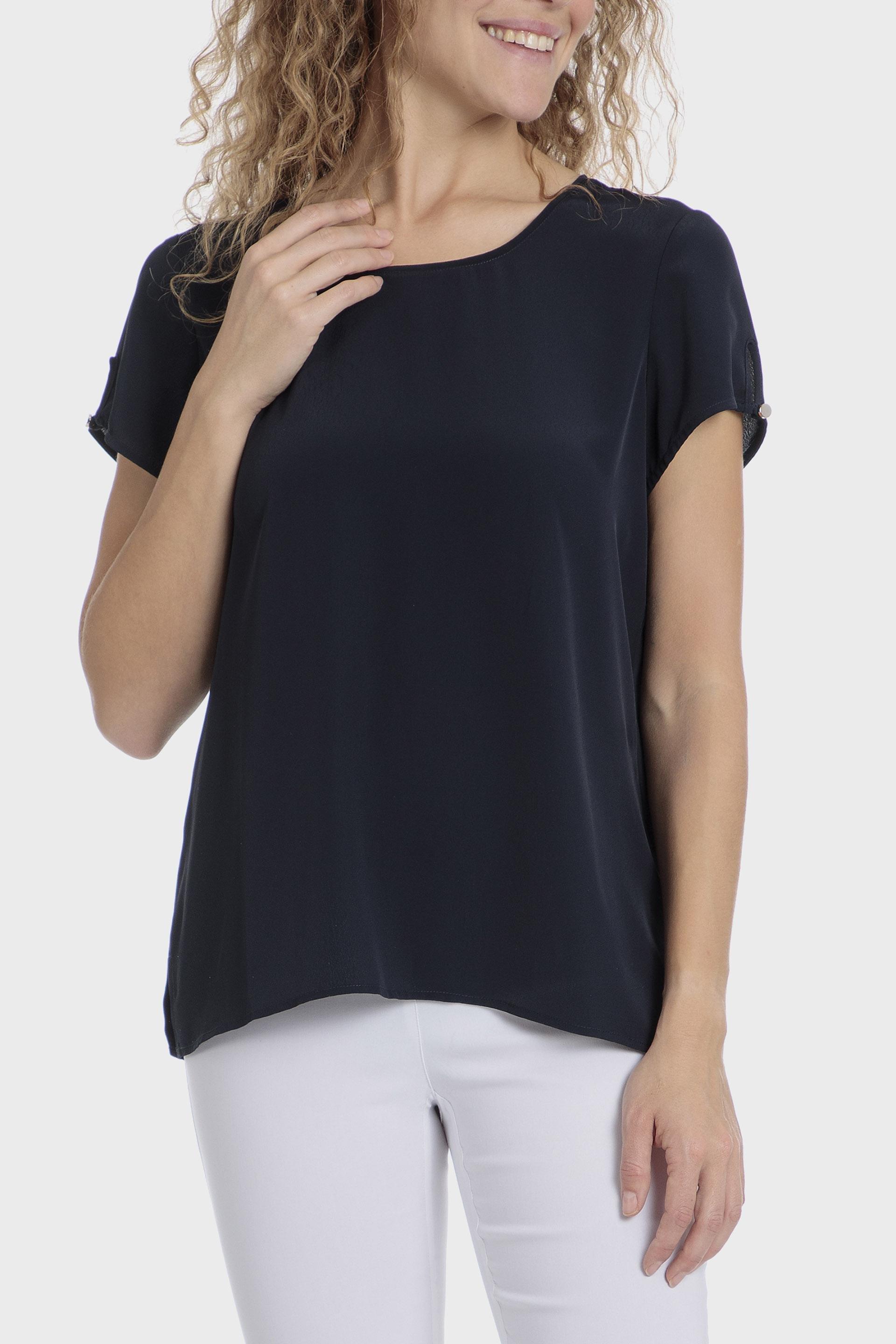 Navy Plain Basic Athleisure Top, , medium