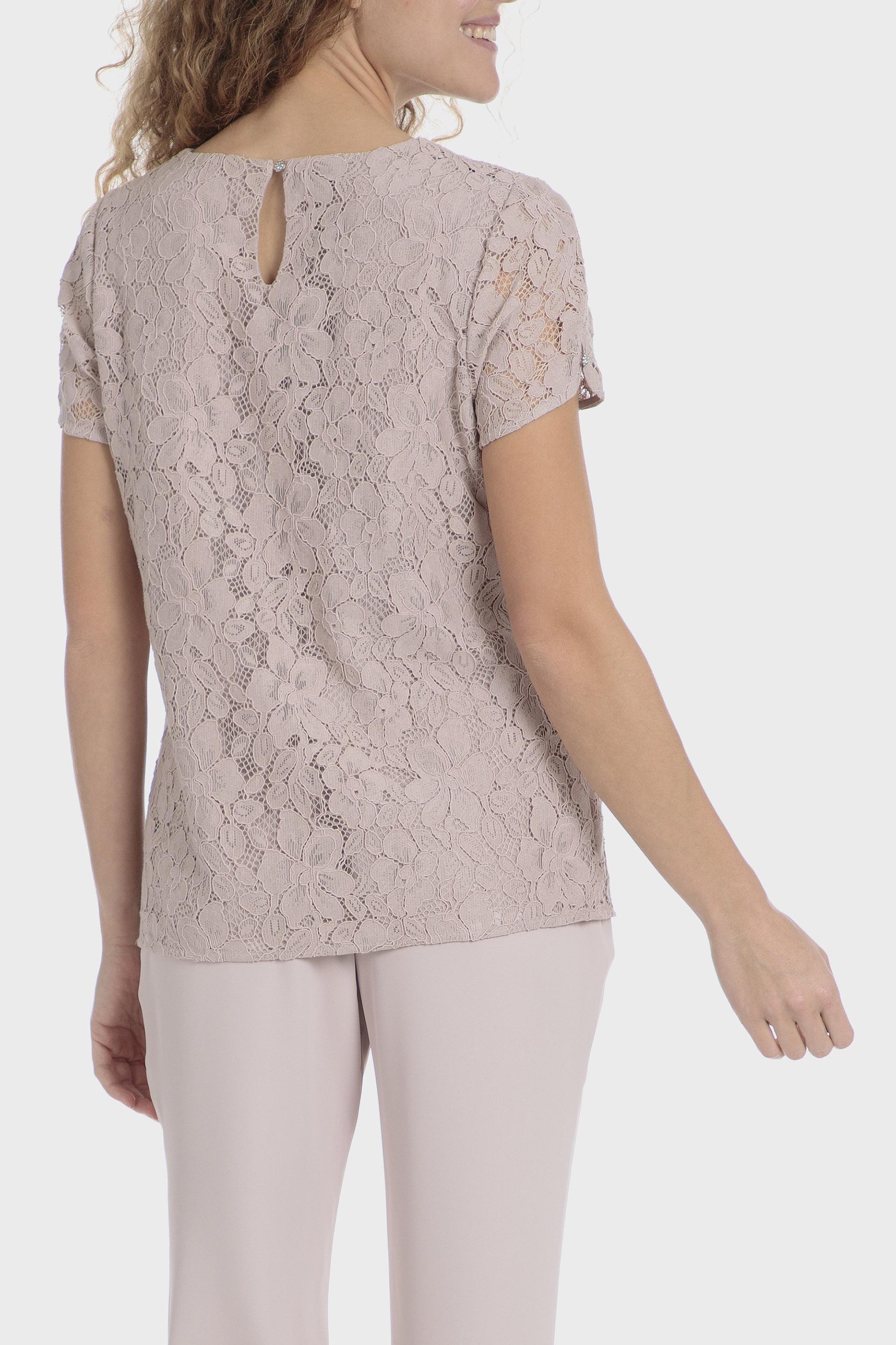 Pink Lace Details Blouse, , large image number 1