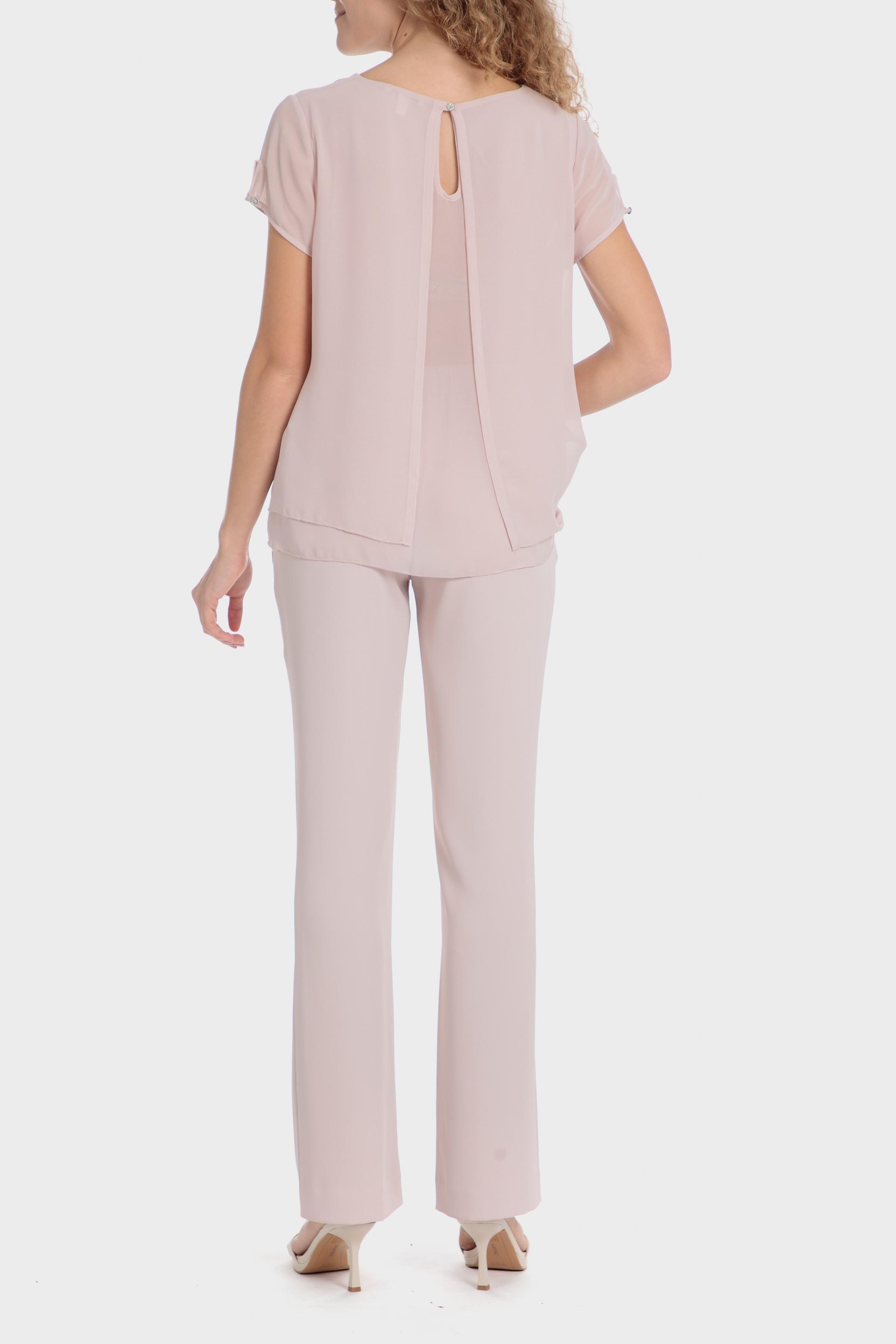 Pink Plain Knit Cropped Top, 3701_351, large image number 3