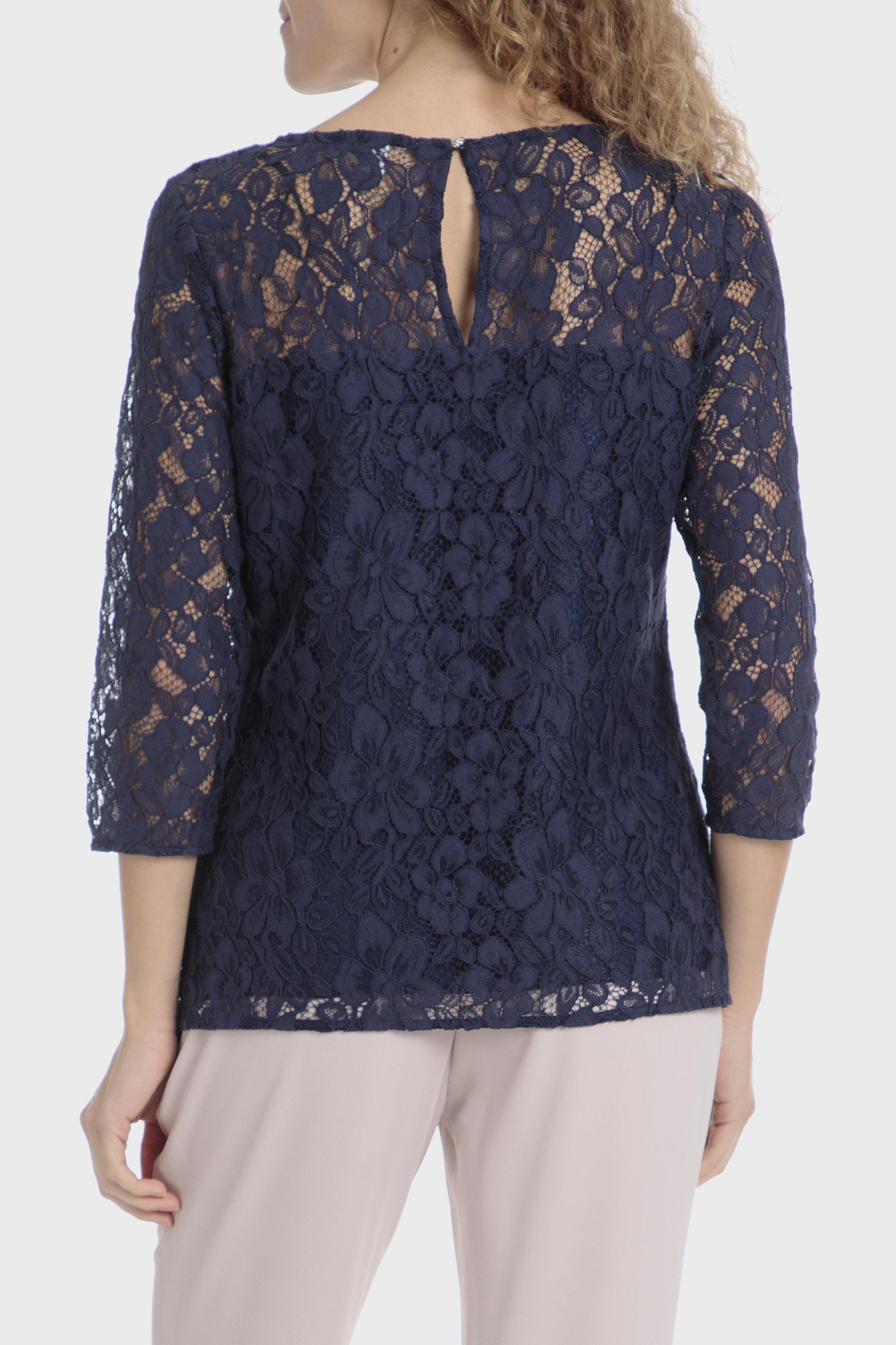 Navy Lace Detail Top, , large image number 1