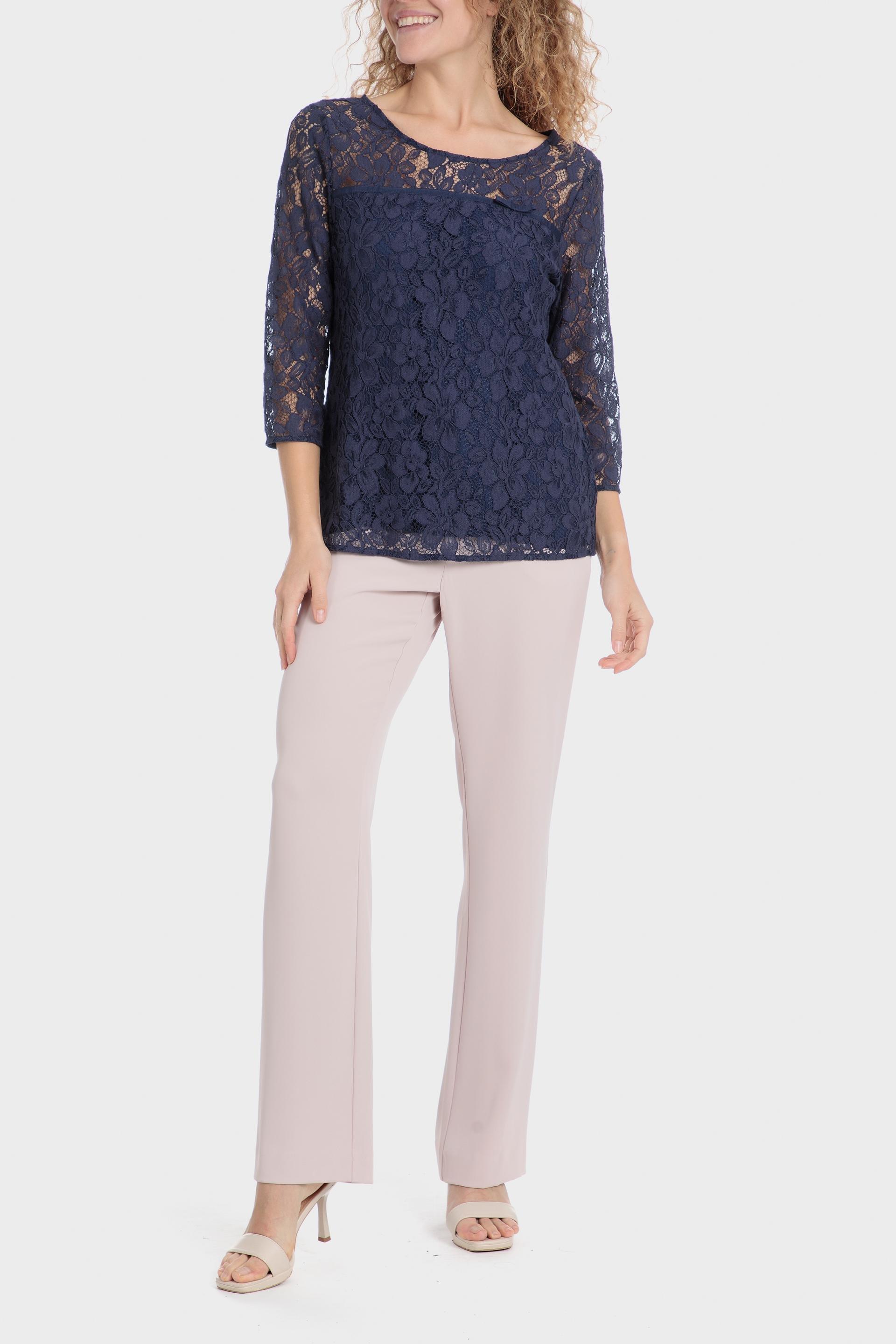 Navy Lace Detail Top, , large image number 2