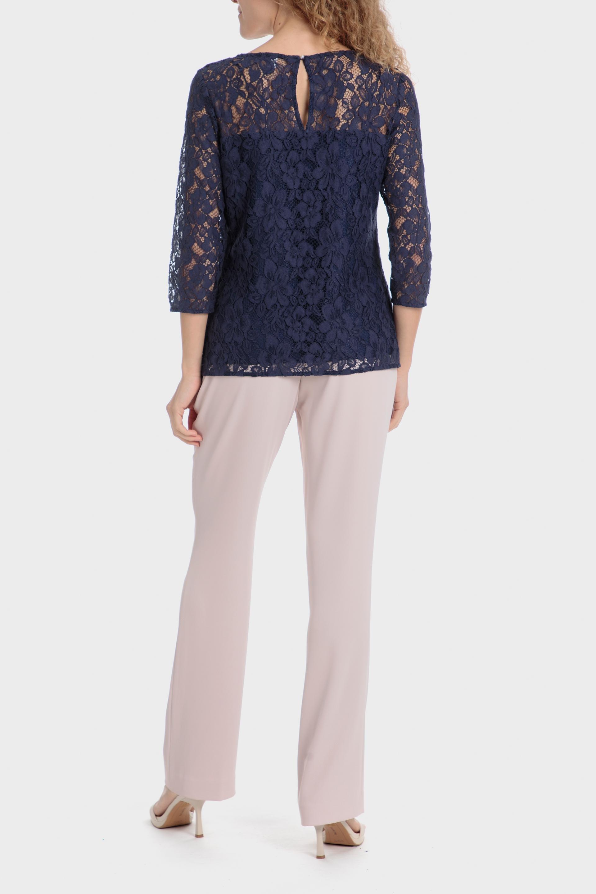 Navy Lace Detail Top, , large image number 3