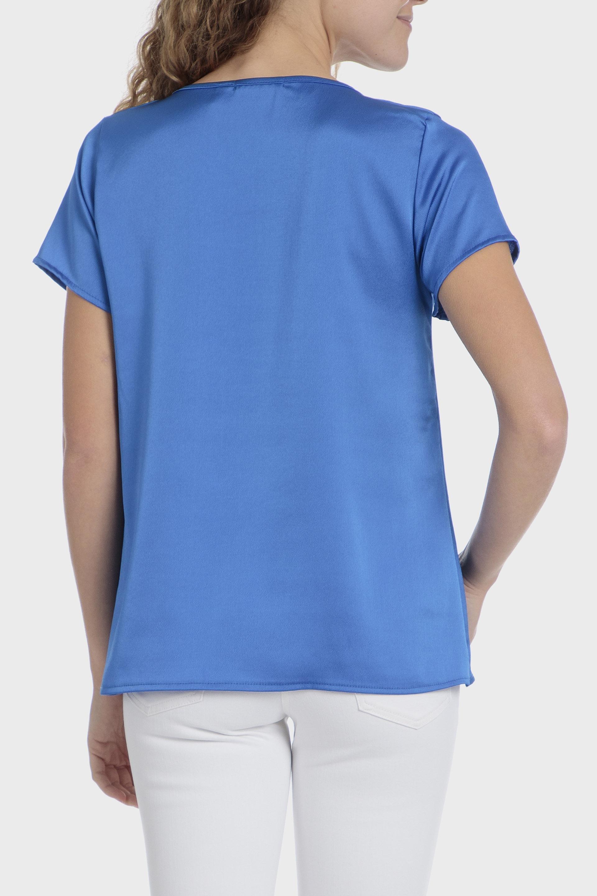 Blue Satin Finish Blouse, , large image number 1