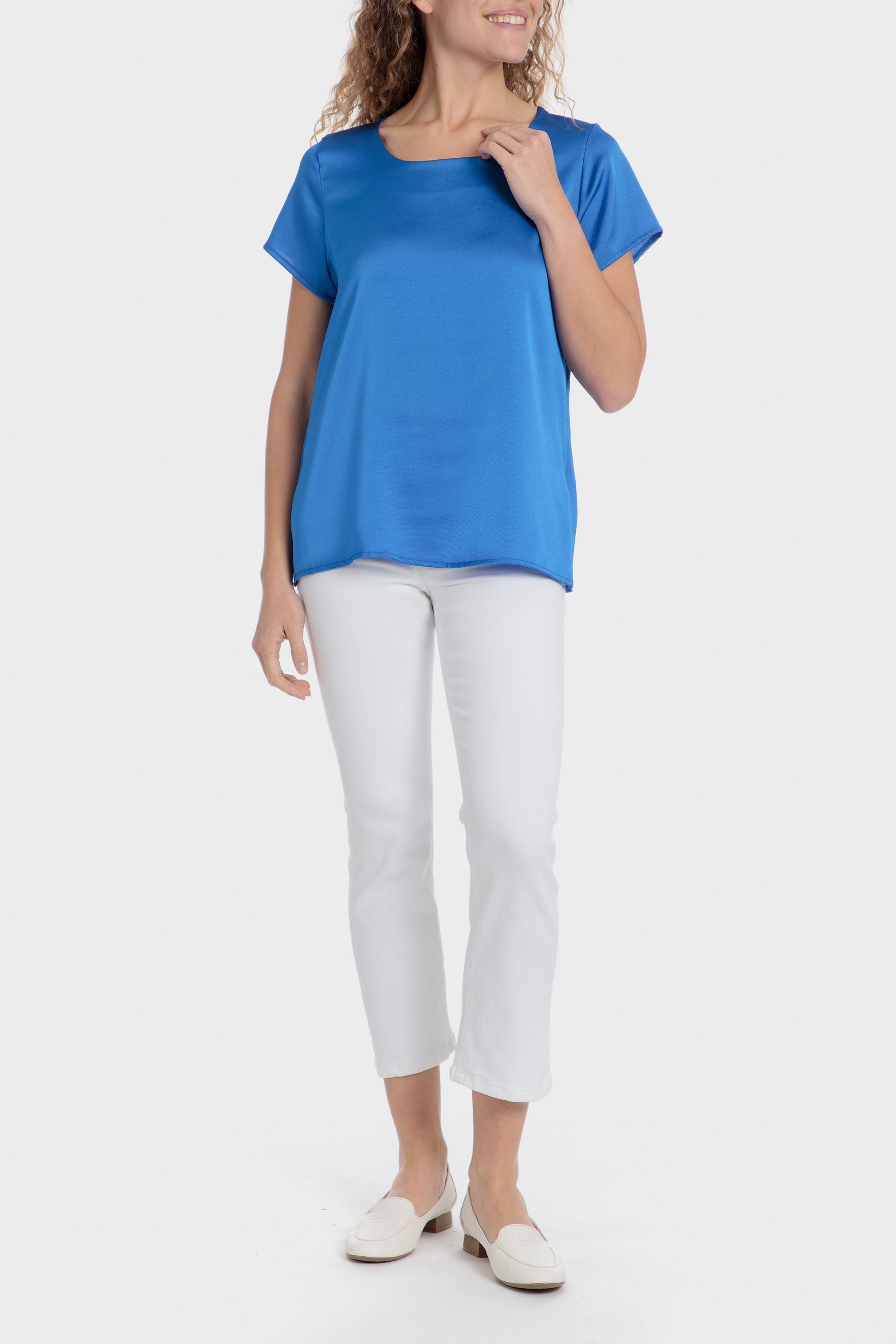 Blue Satin Finish Blouse, , large image number 2
