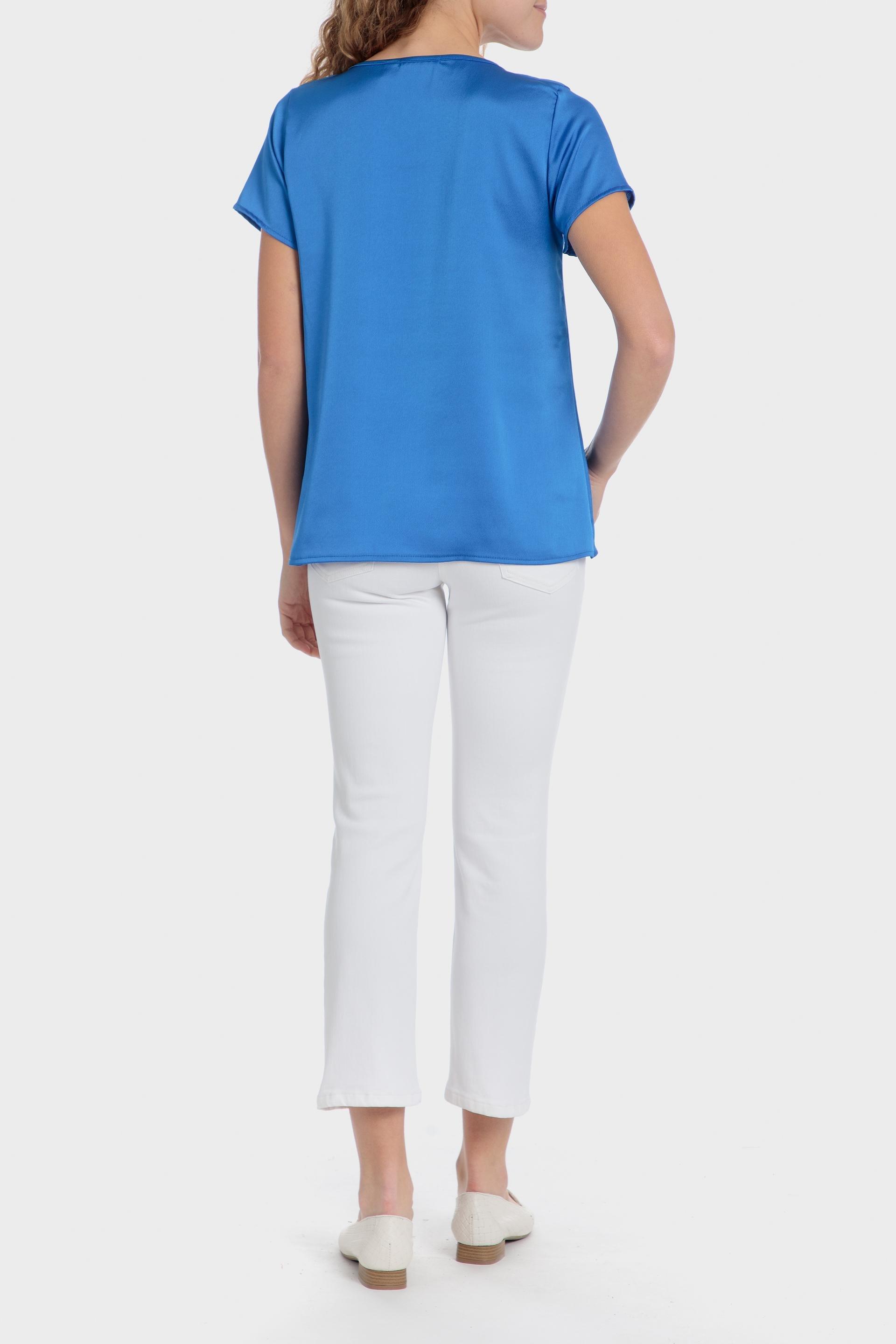Blue Satin Finish Blouse, , large image number 3