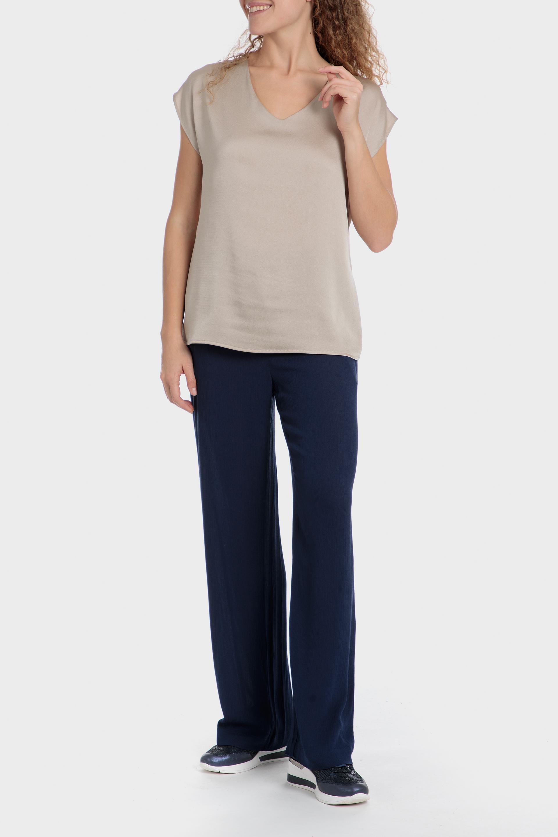 Beige V-Neck Blouse, , large image number 2