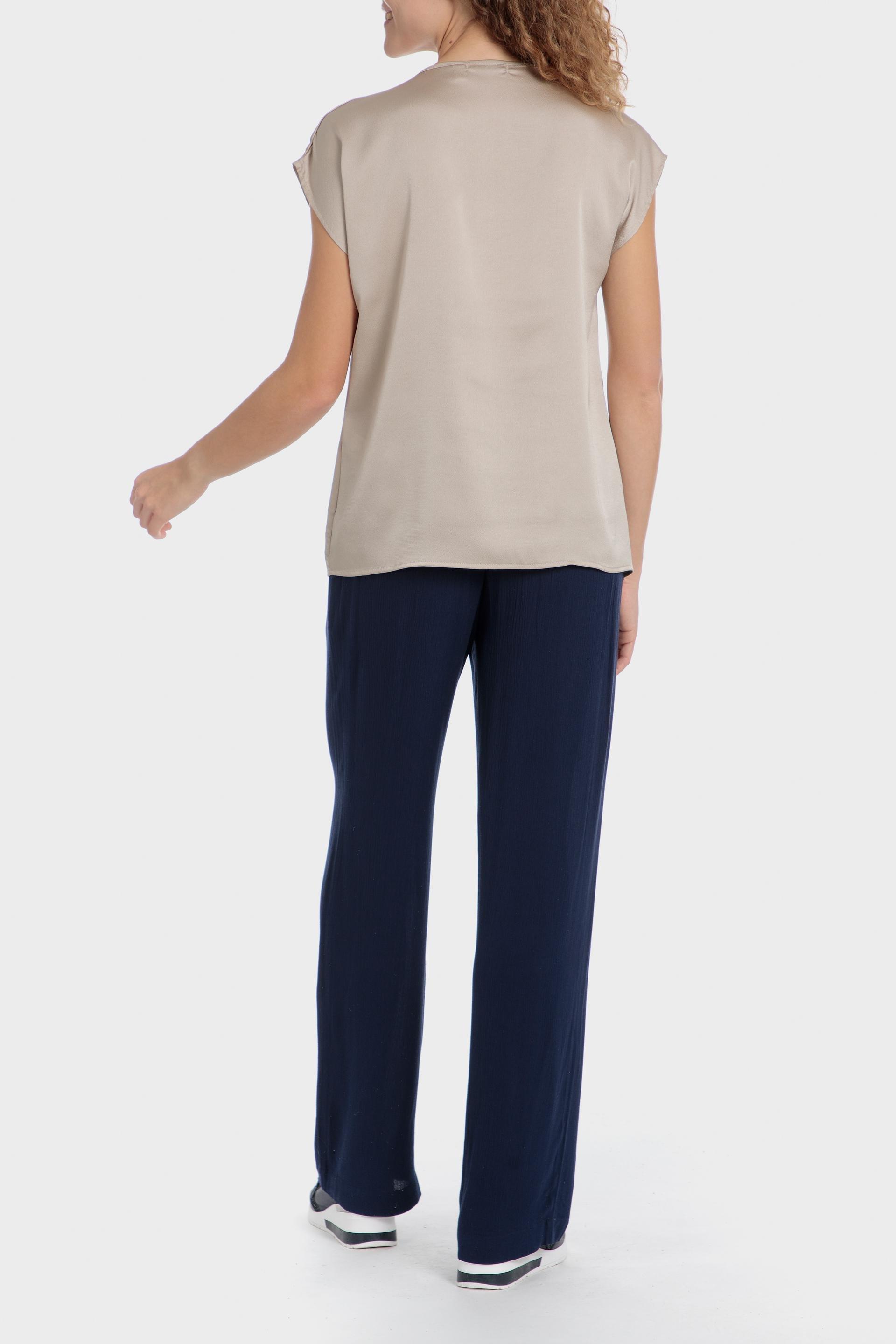 Beige V-Neck Blouse, 3701_129, large image number 3