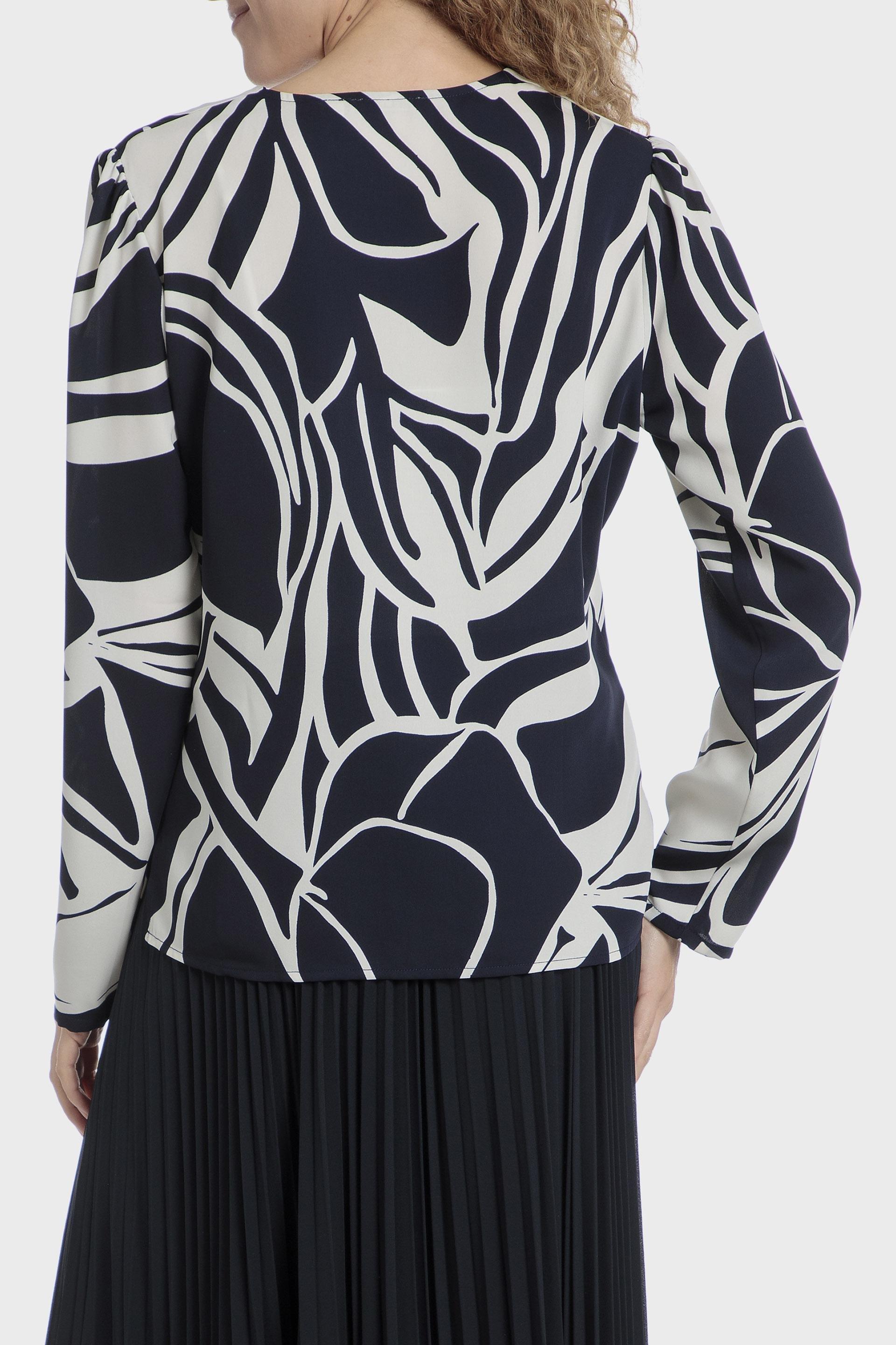 Navy Abstract Blouse, , large image number 3