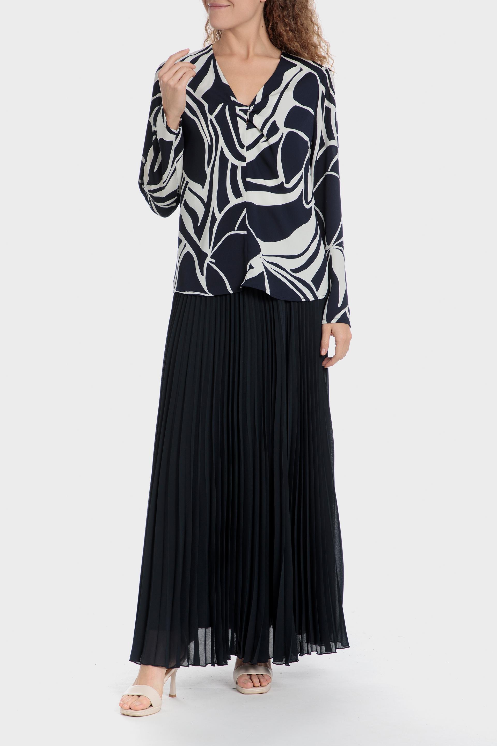 بلوزة بنقشة تجريدية، كحلي, Blue Navy, large image number 5