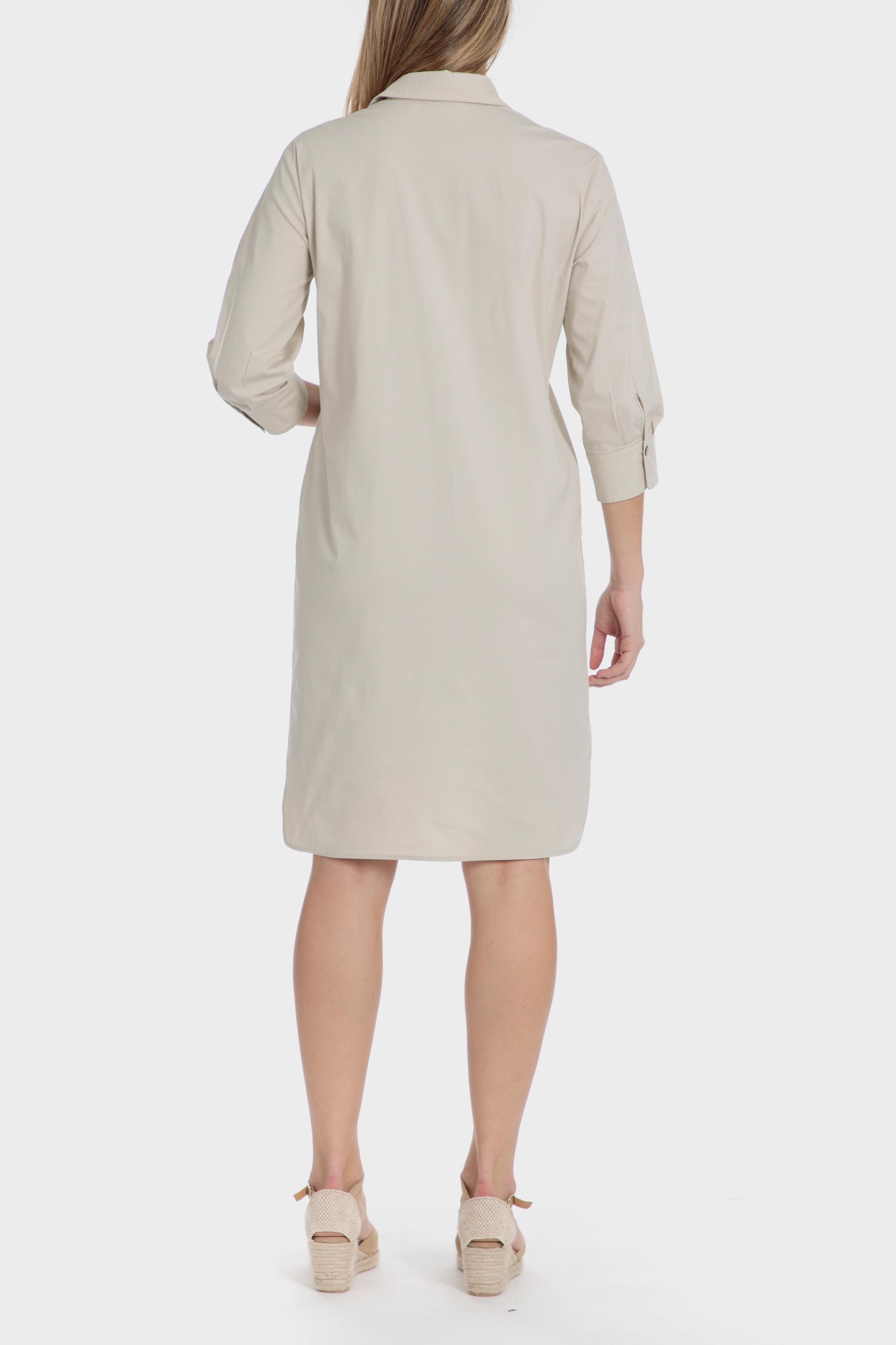 Beige Plain Shirt Dress, , large image number 1