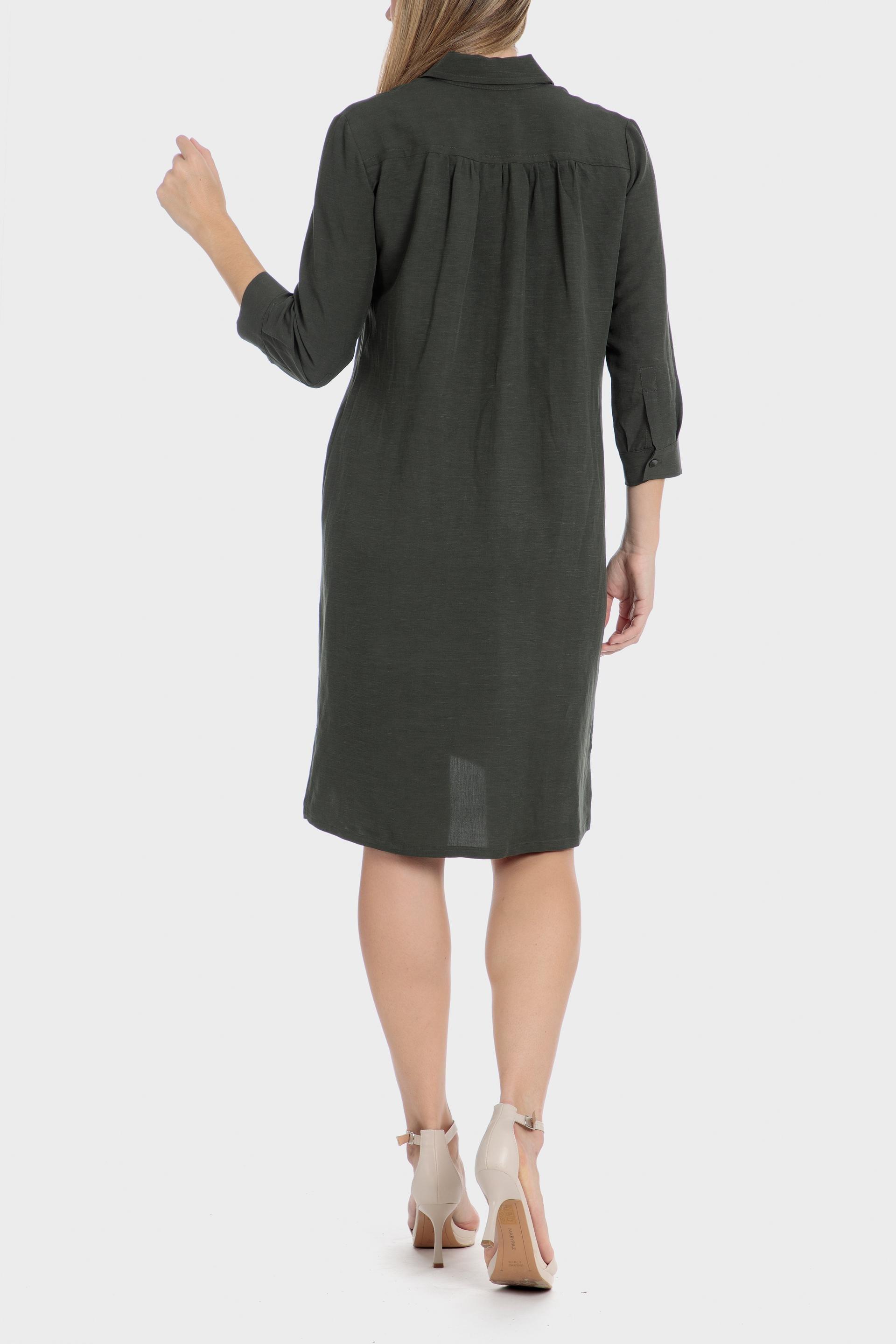 فستان بتصميم قميص بملمس بارز، كاكي, Green Dark Khaki, medium