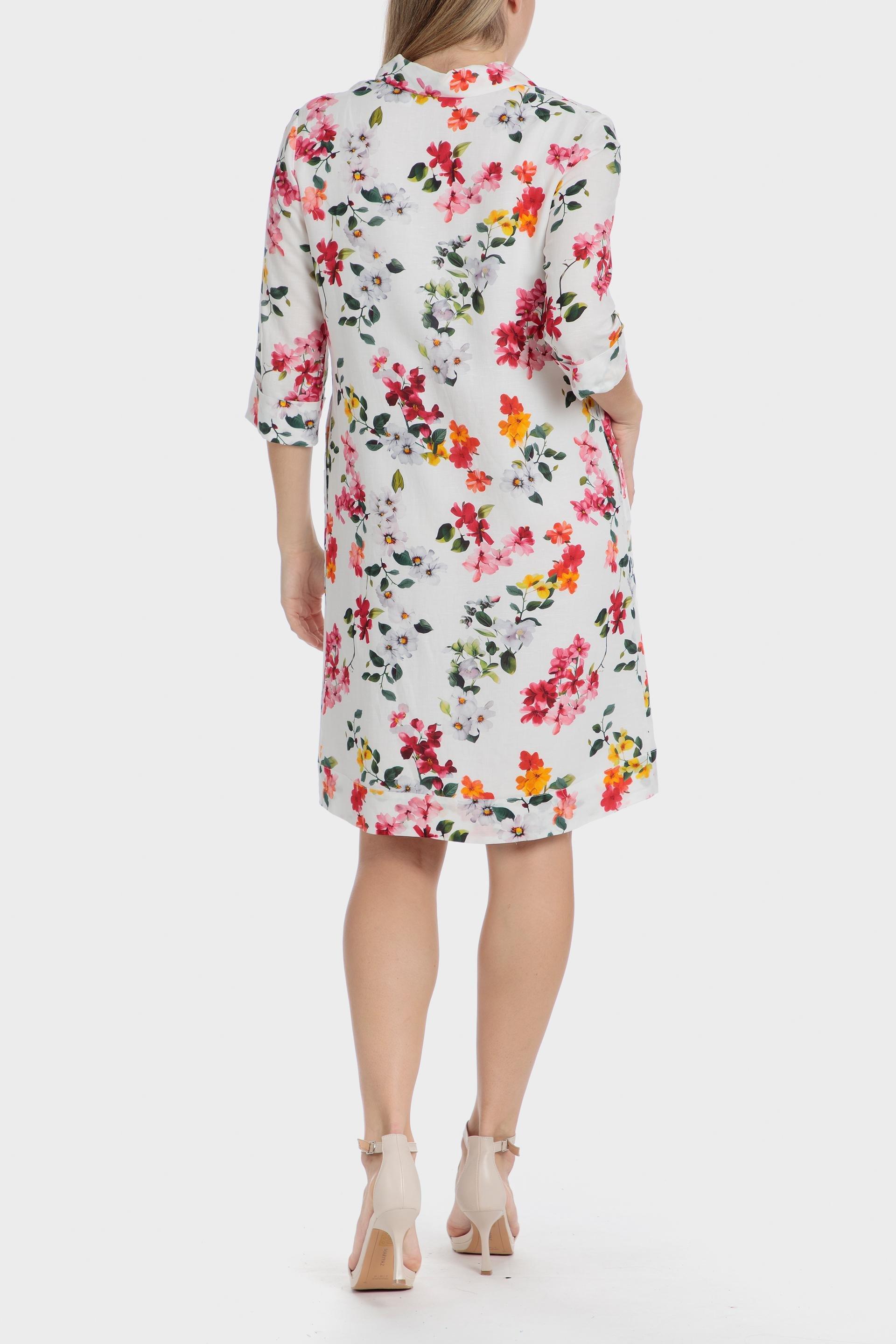 Multicolour Bohemian Floral Shirt Dress, Fuchsia, large image number 2