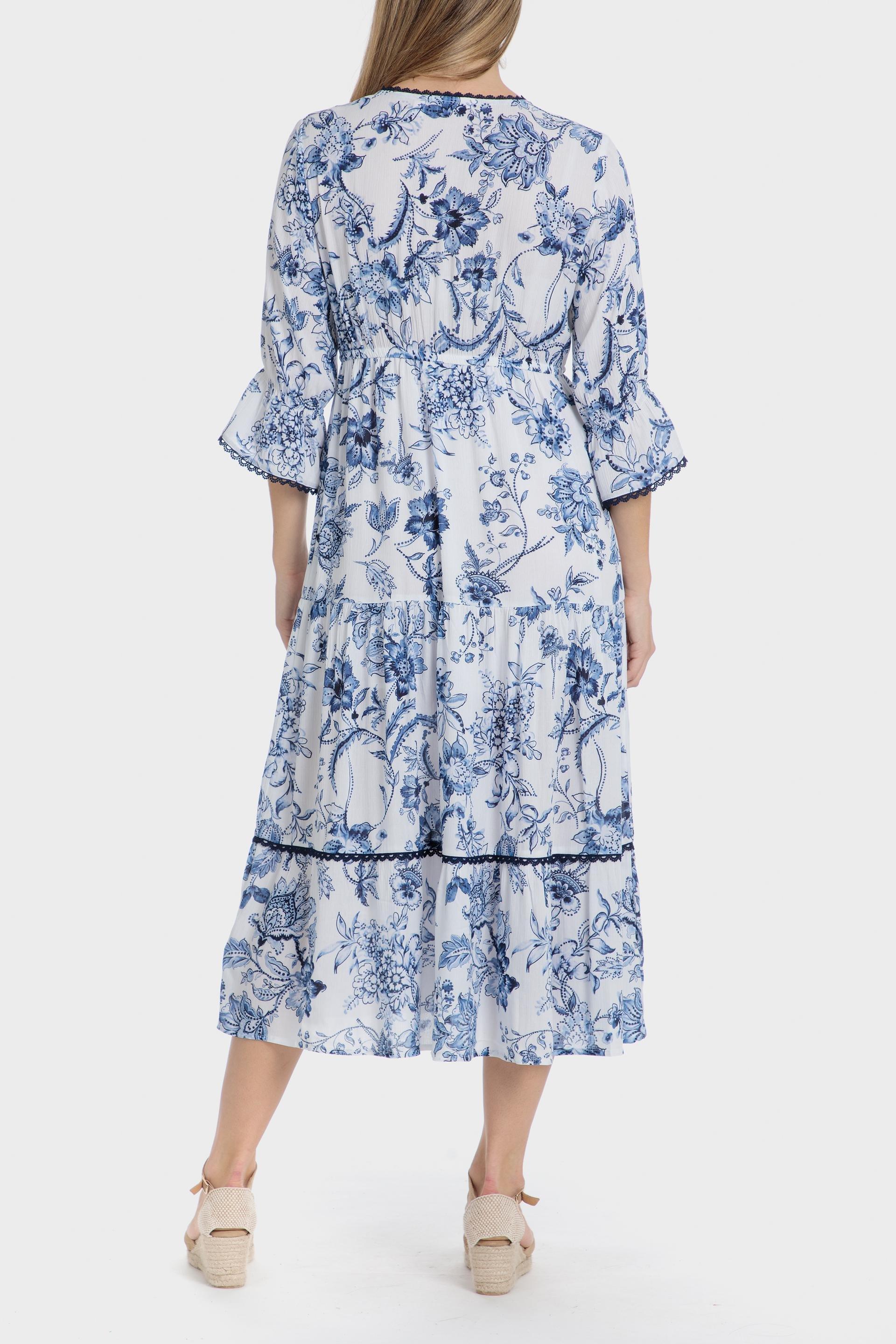 فستان طويل بطبعة, White, medium