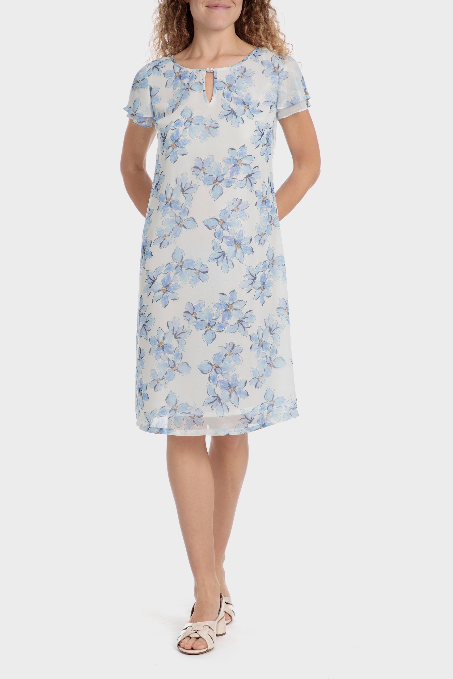 Blue Floral Print Dress, Blue Ice, large image number 0