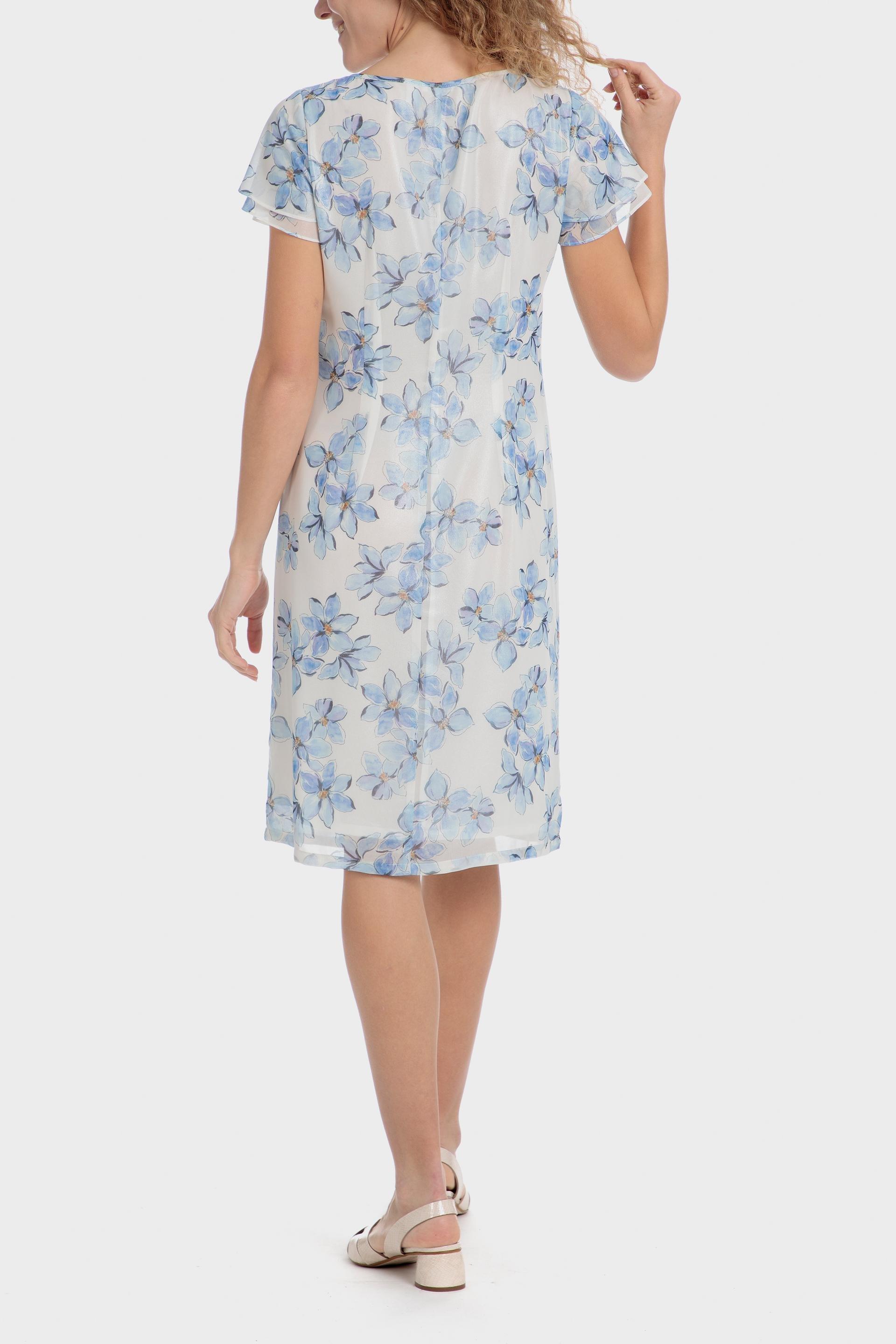 Blue Floral Print Dress, Blue Ice, large image number 1